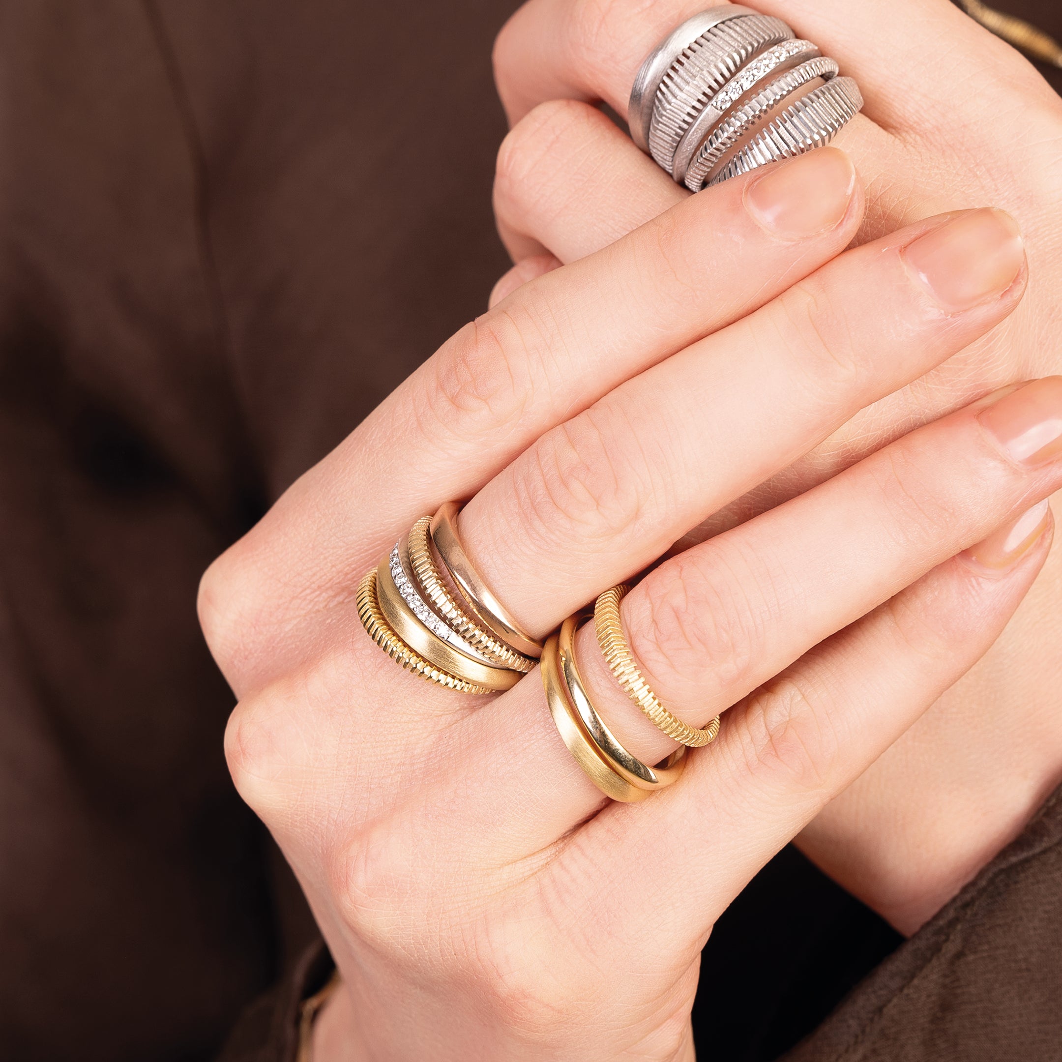 Sparkle Bague "big" en or 585/- avec 7 brillants