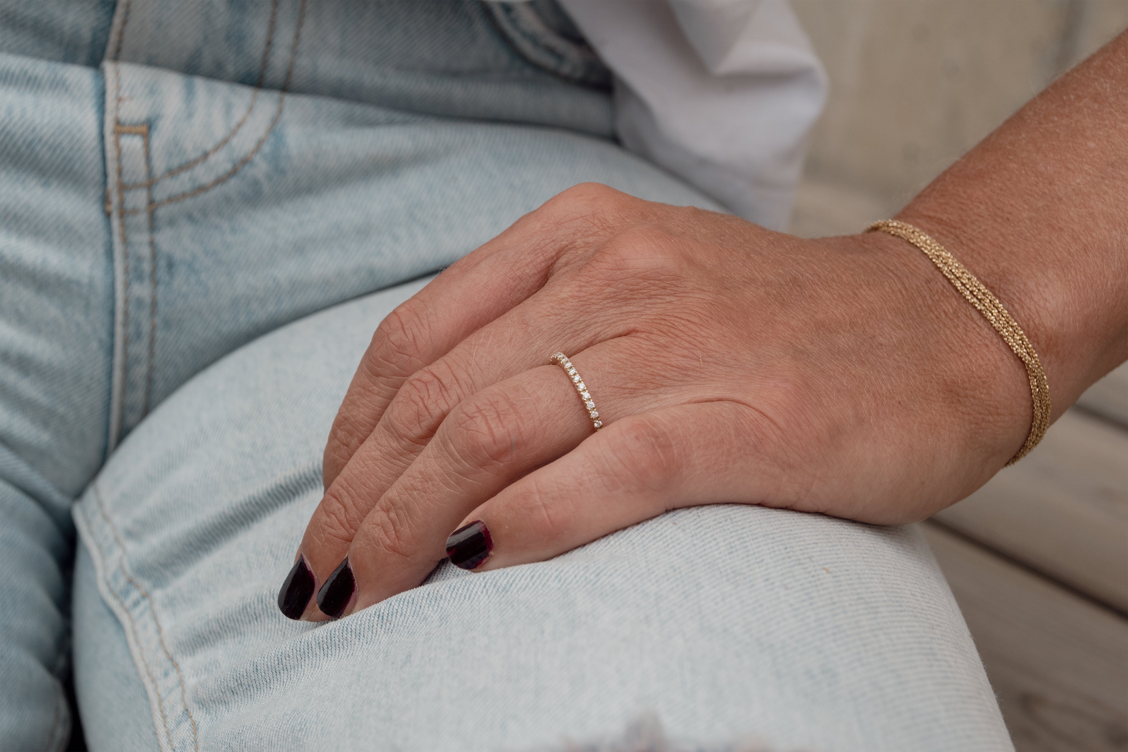 Promise ring "memoire smal" in goud met briljantgeslepen diamant 0.37ct.