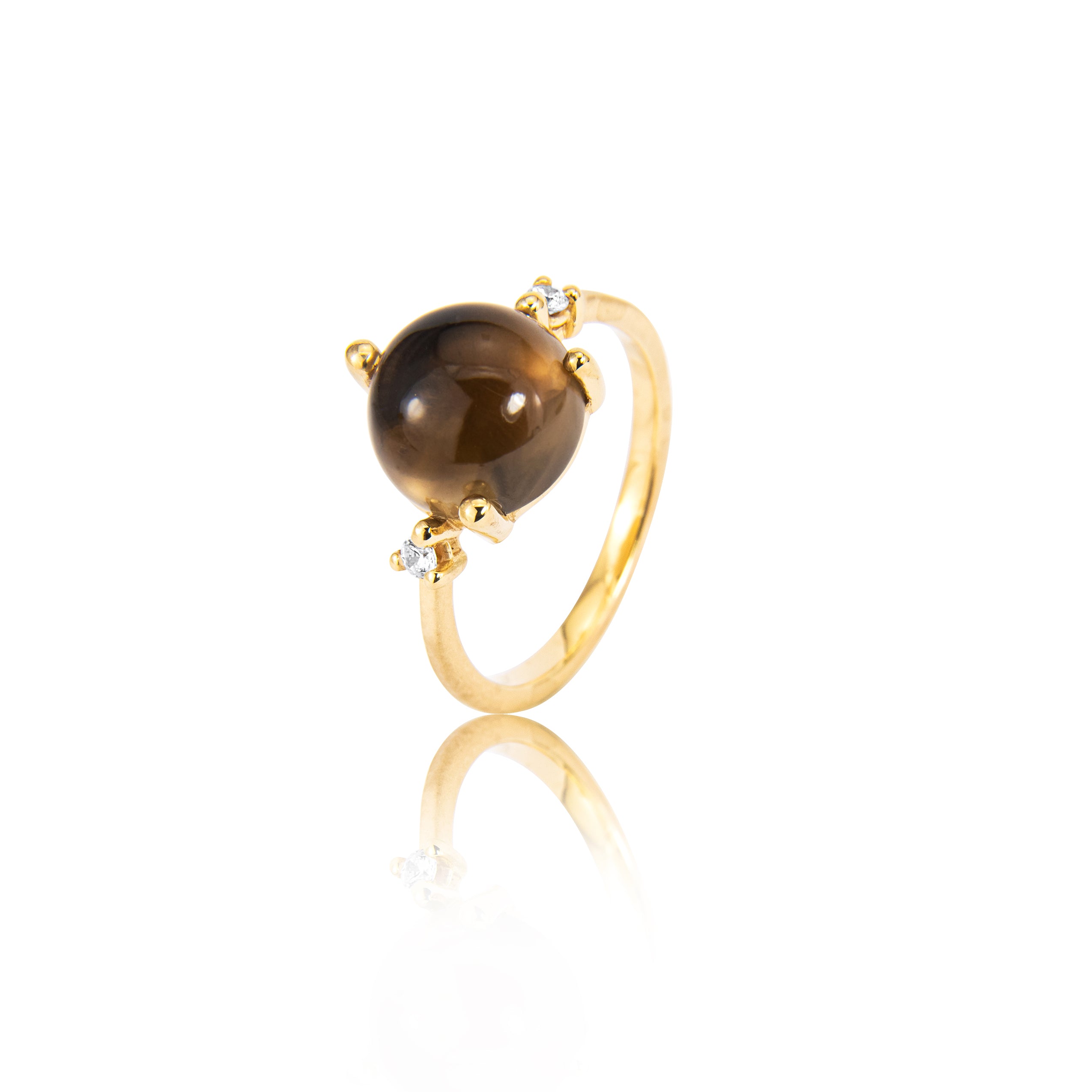 Stellini "stor" ring i 585/- guld med rökkvarts