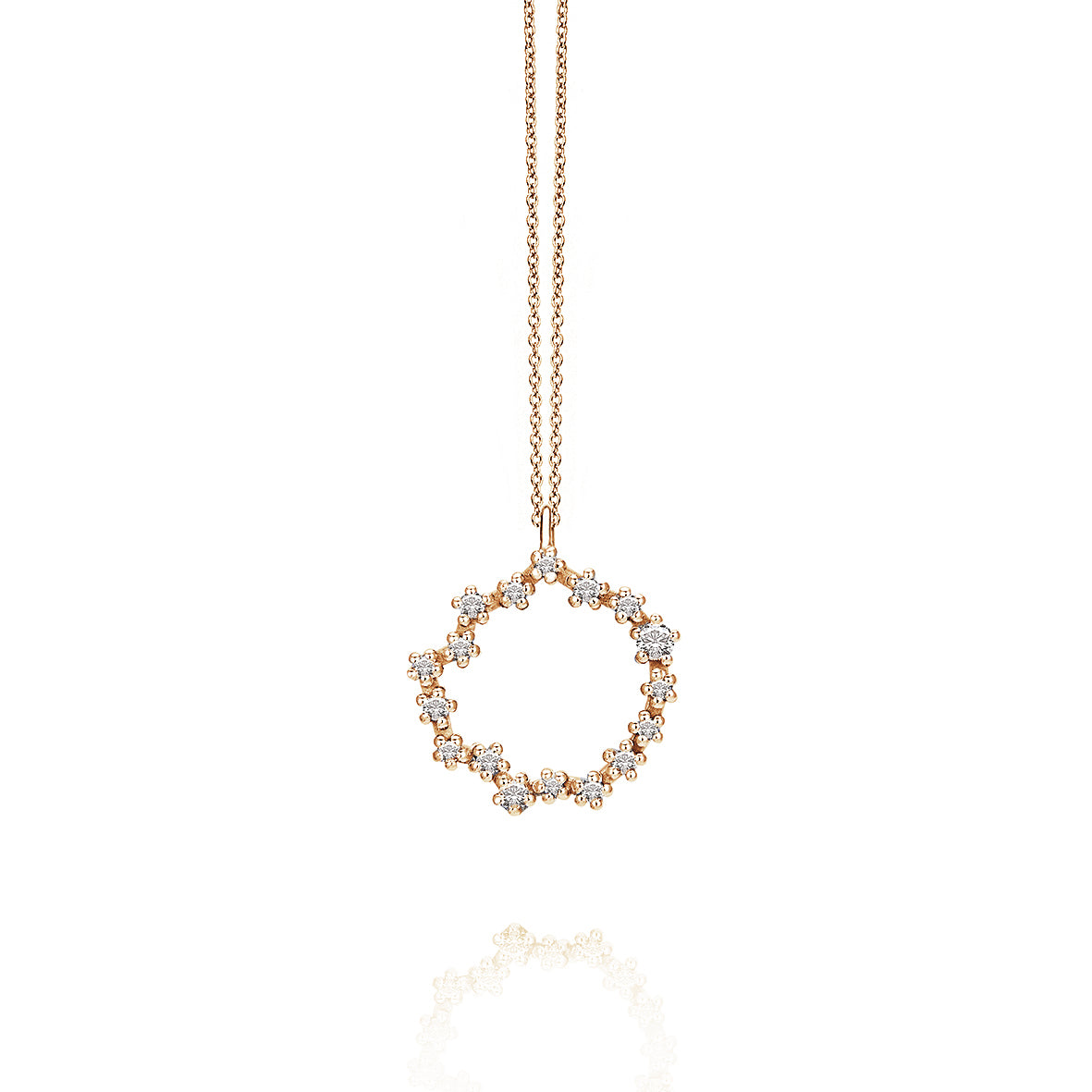 Fonkelende hanger "cirkel" in 585/- goud met diamanten