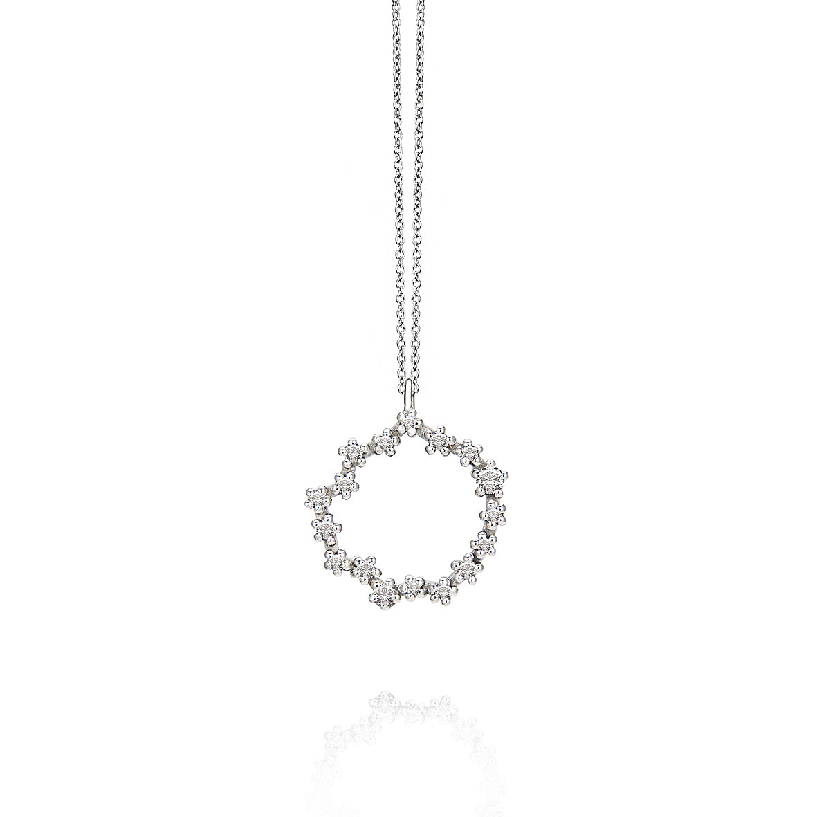 Fonkelende hanger "cirkel" in 585/- goud met diamanten