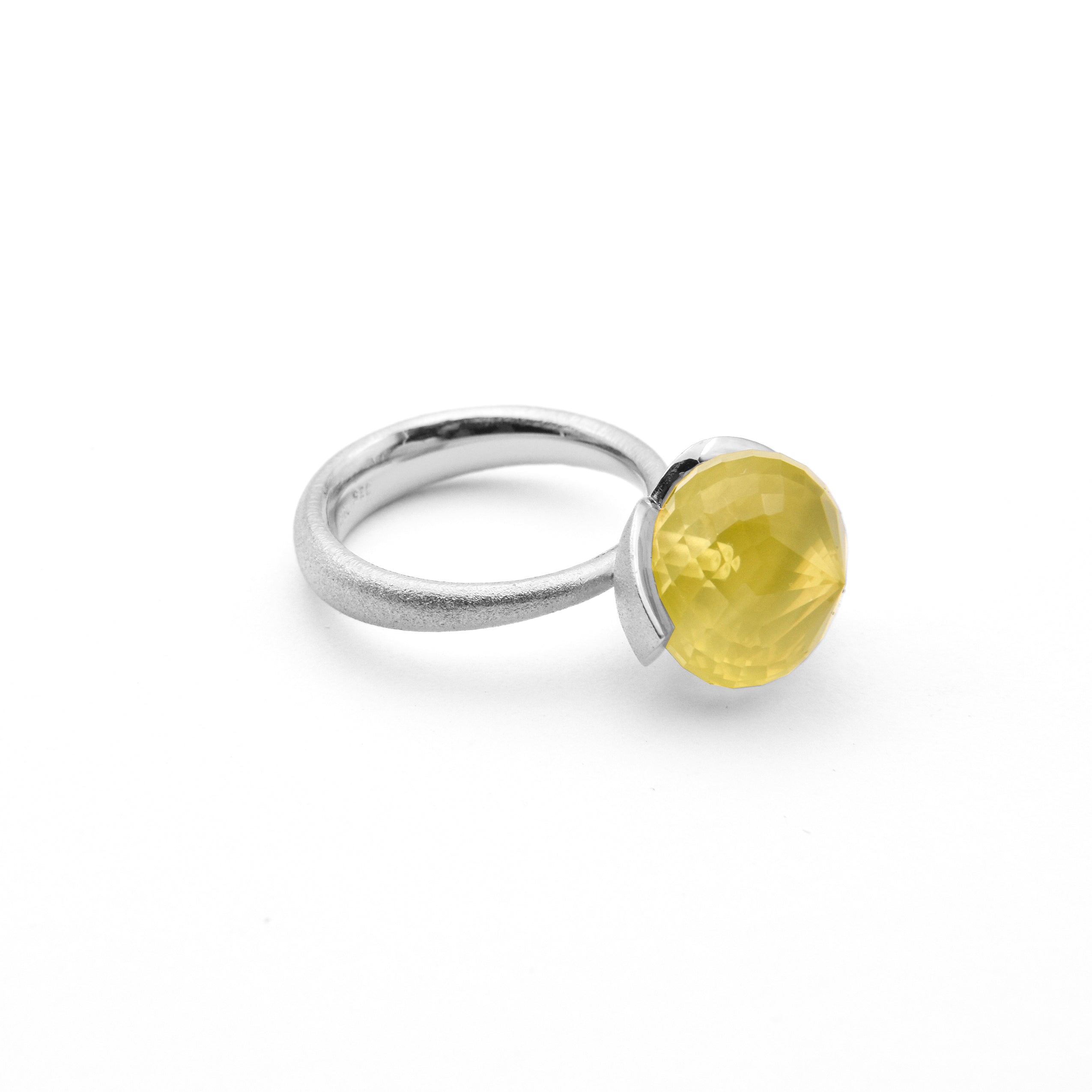 Anello Dolce "grande" con quarzo limone 925/-