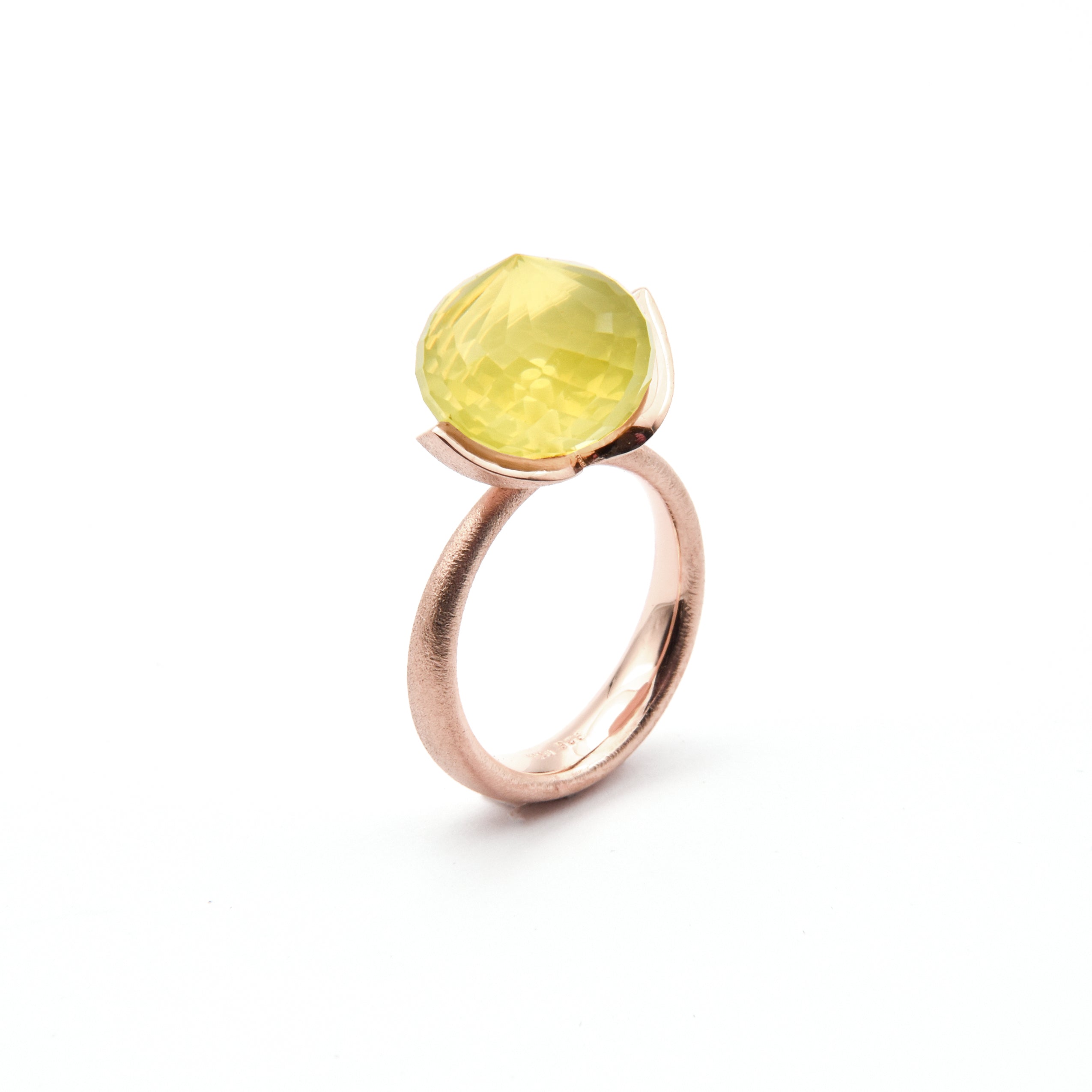 Anello Dolce "grande" con quarzo limone 925/-