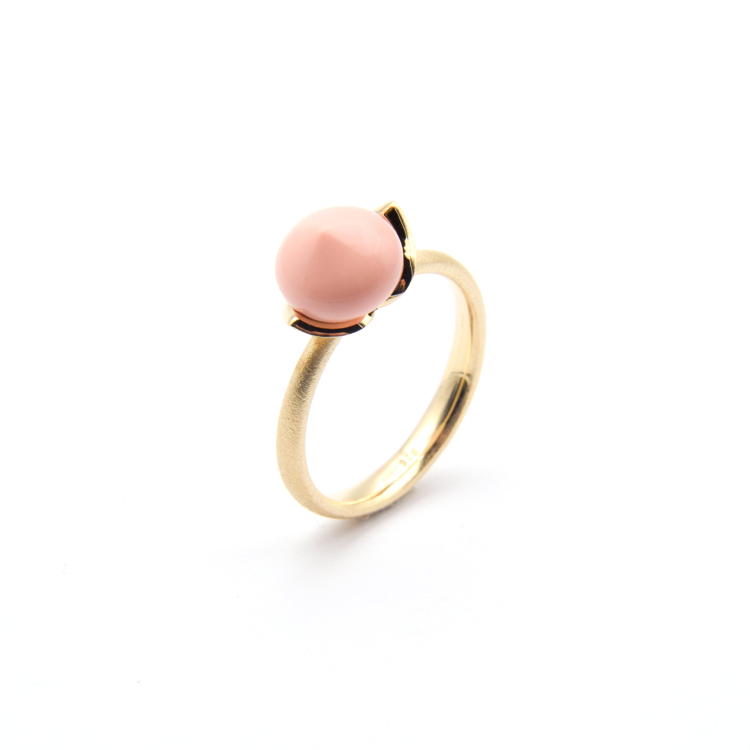Anello Dolce "smal" con pelle d'angelo corallo rec. 925/-