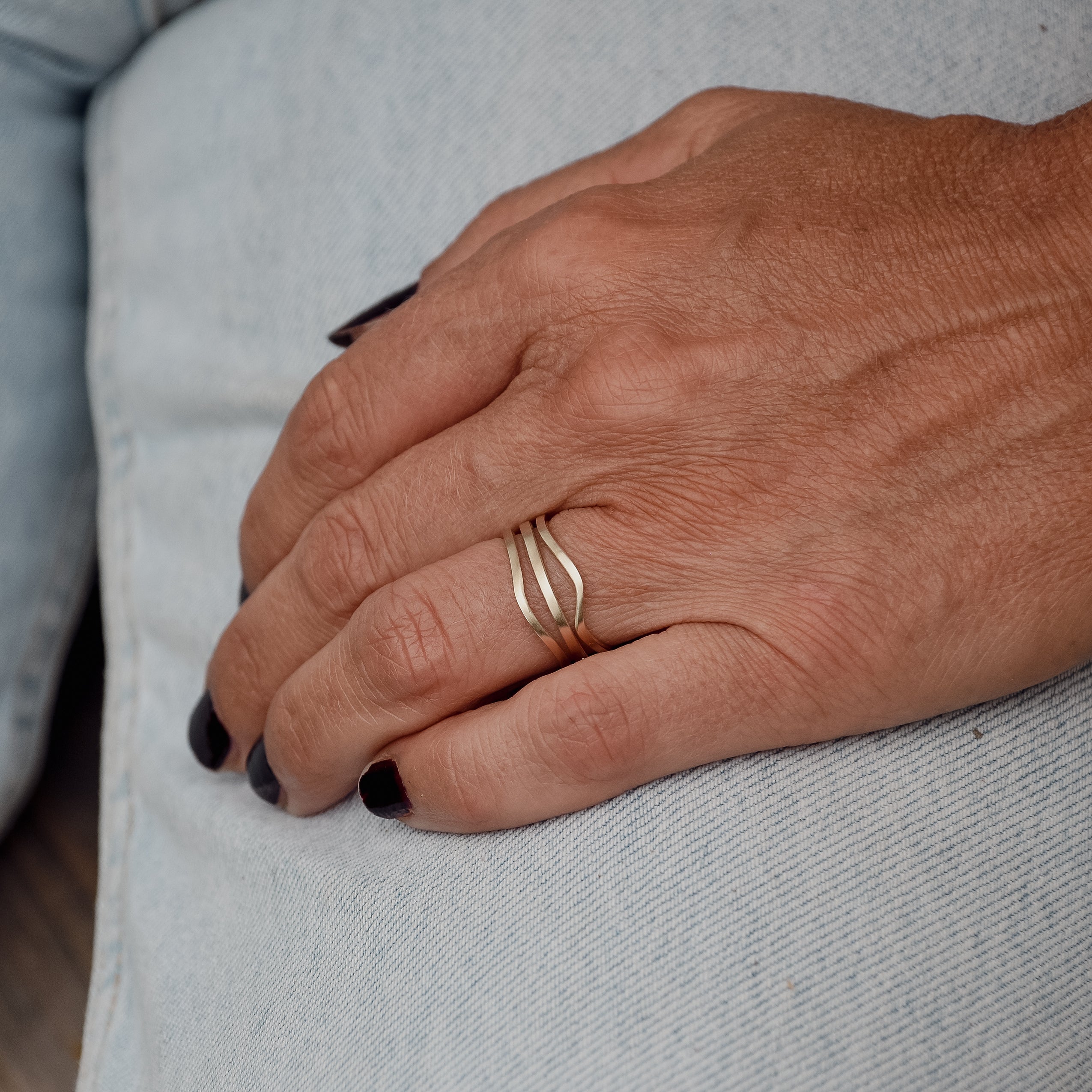 Cascade ring "3" in 585 gold