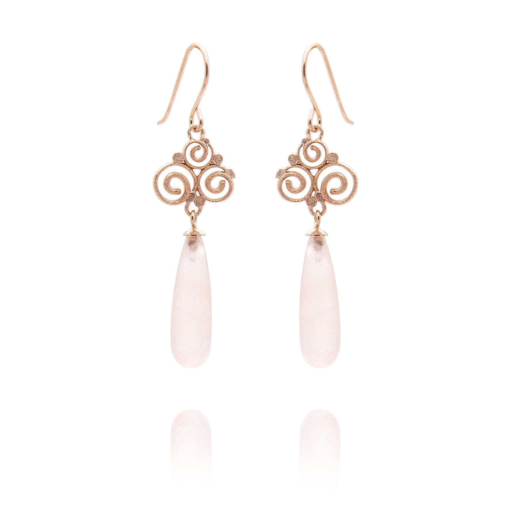 Gioielli all'orecchio Grace 925/- con quarzo rosa pampel