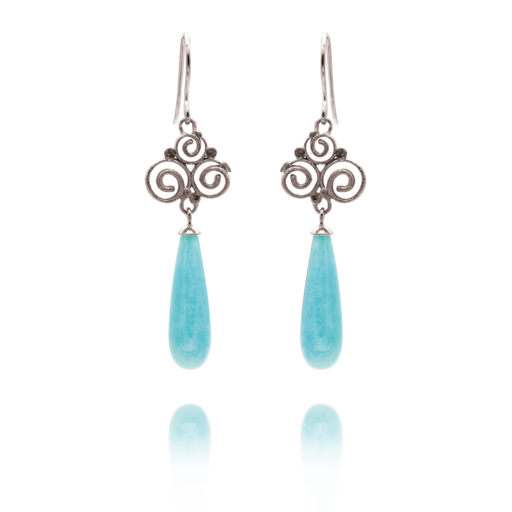 Gioielli all'orecchio Grace 925/- con pampel di amazzonite