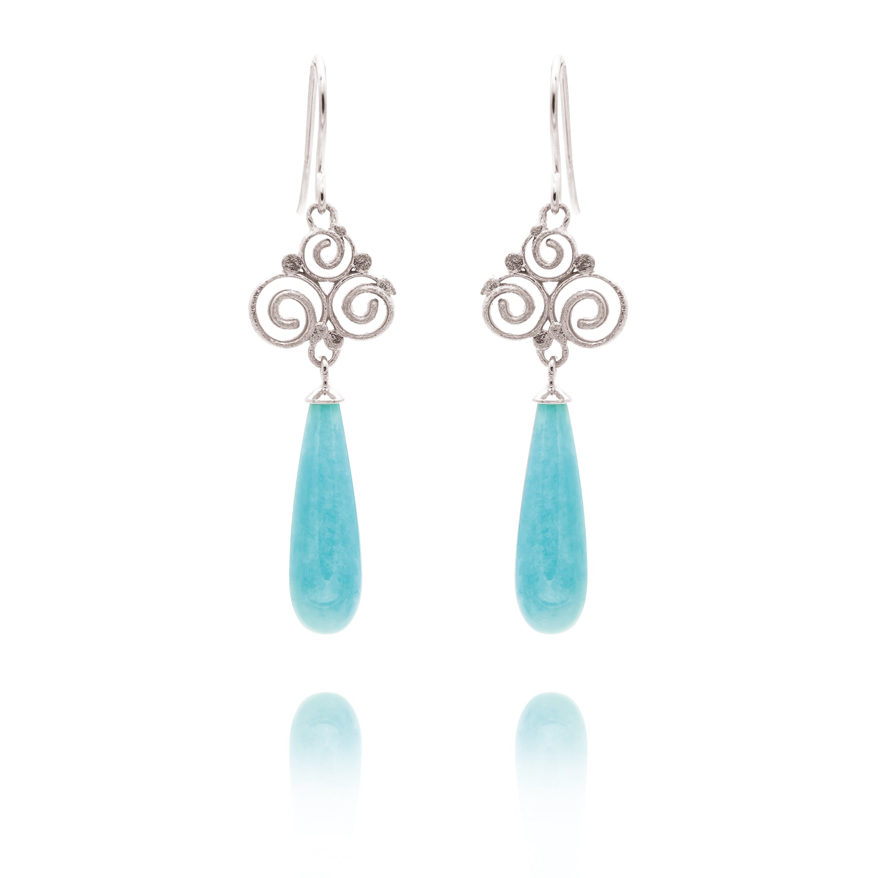 Gioielli all'orecchio Grace 925/- con pampel di amazzonite