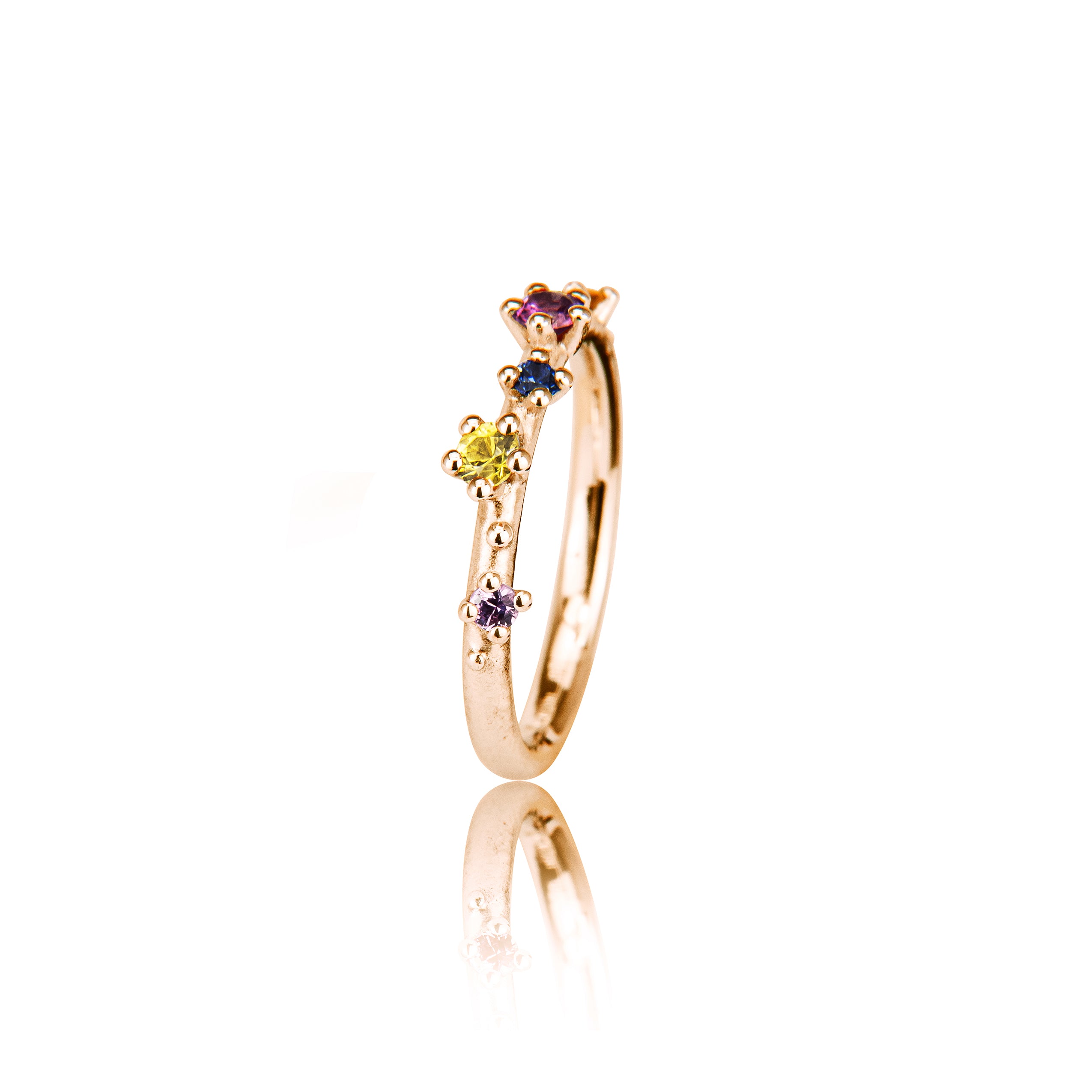 Shine Ring "5" in Gold mit Saphiren