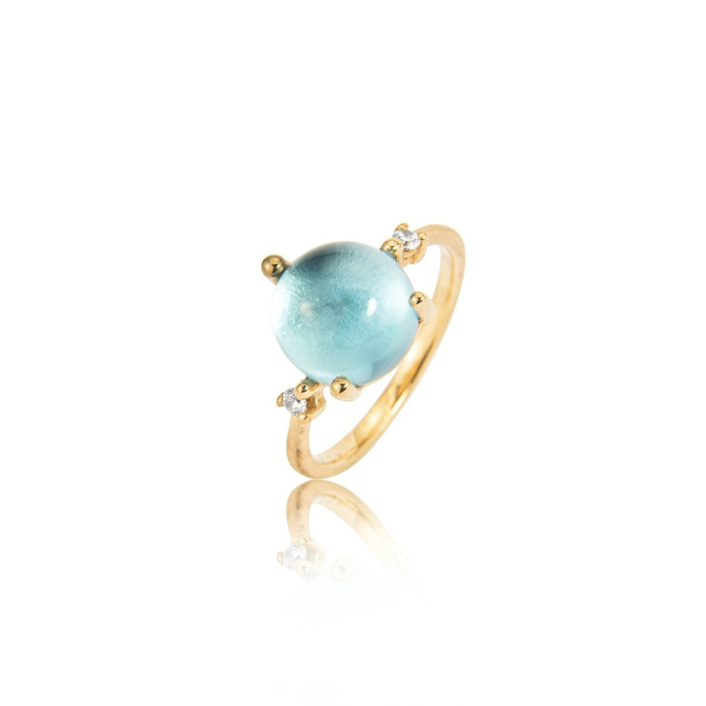 Stellini ring "groot" in 585/- goud met Zwitserse topaas