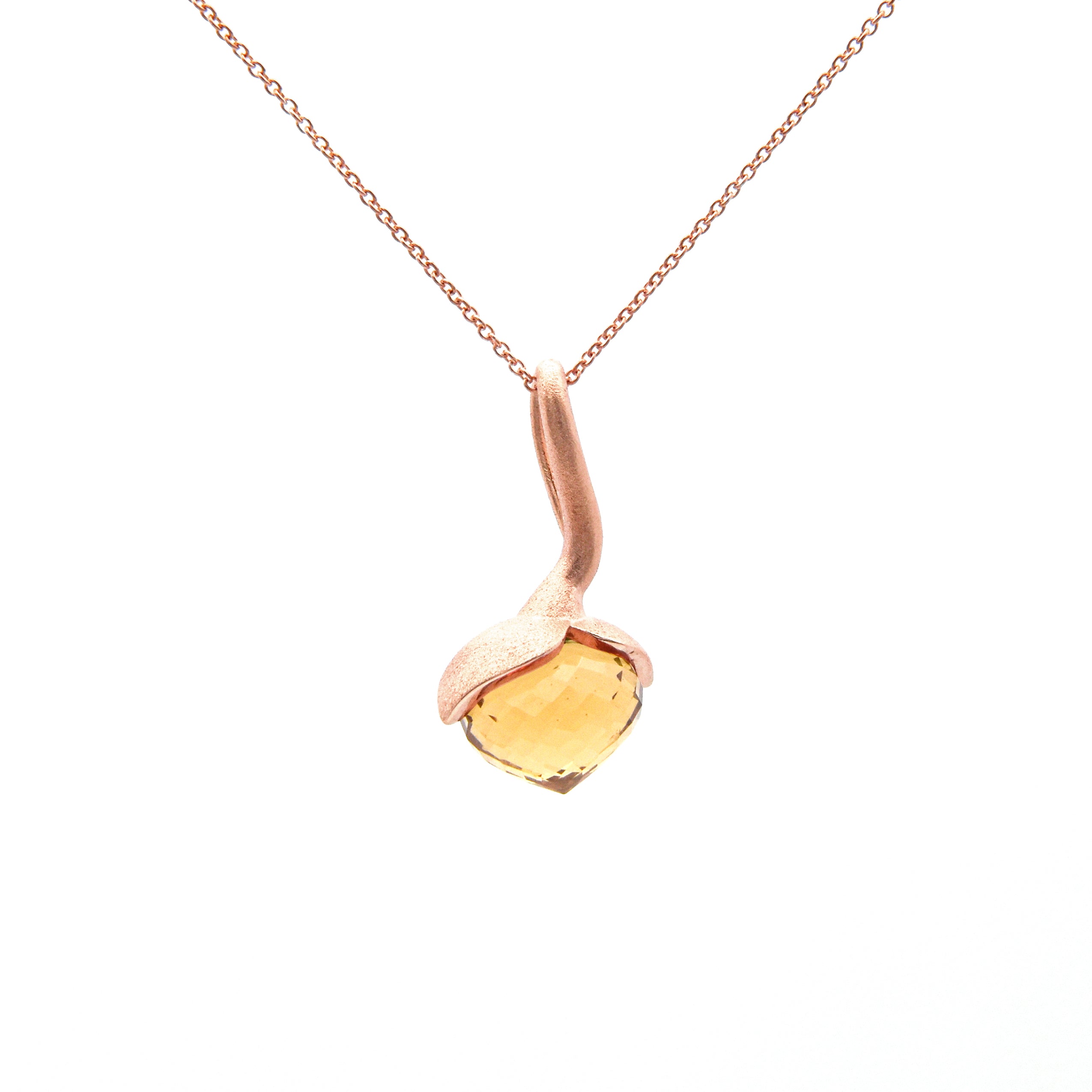Pendente Dolce "grande" con quarzo champagne 925/-