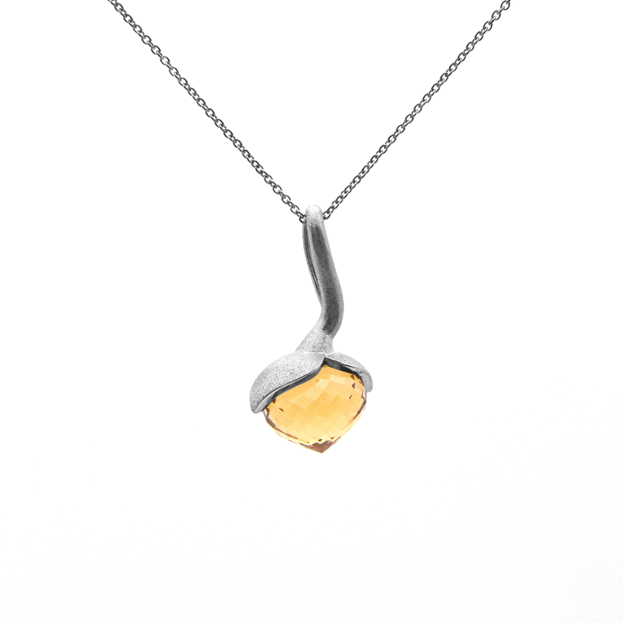 Pendente Dolce "grande" con quarzo champagne 925/-