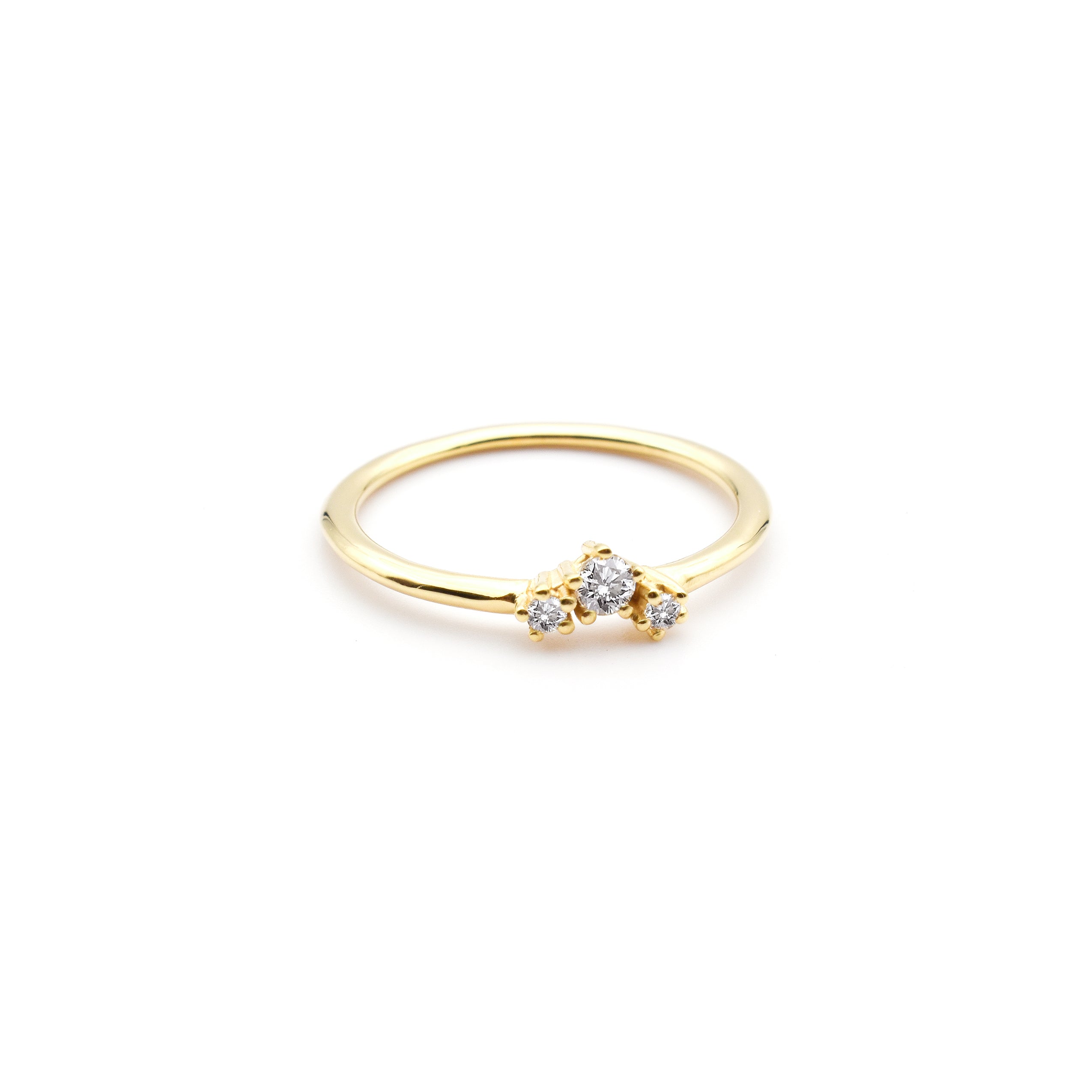 Sparkle ring "smal" in 585/- gold with 3 brilliant-cut diamonds