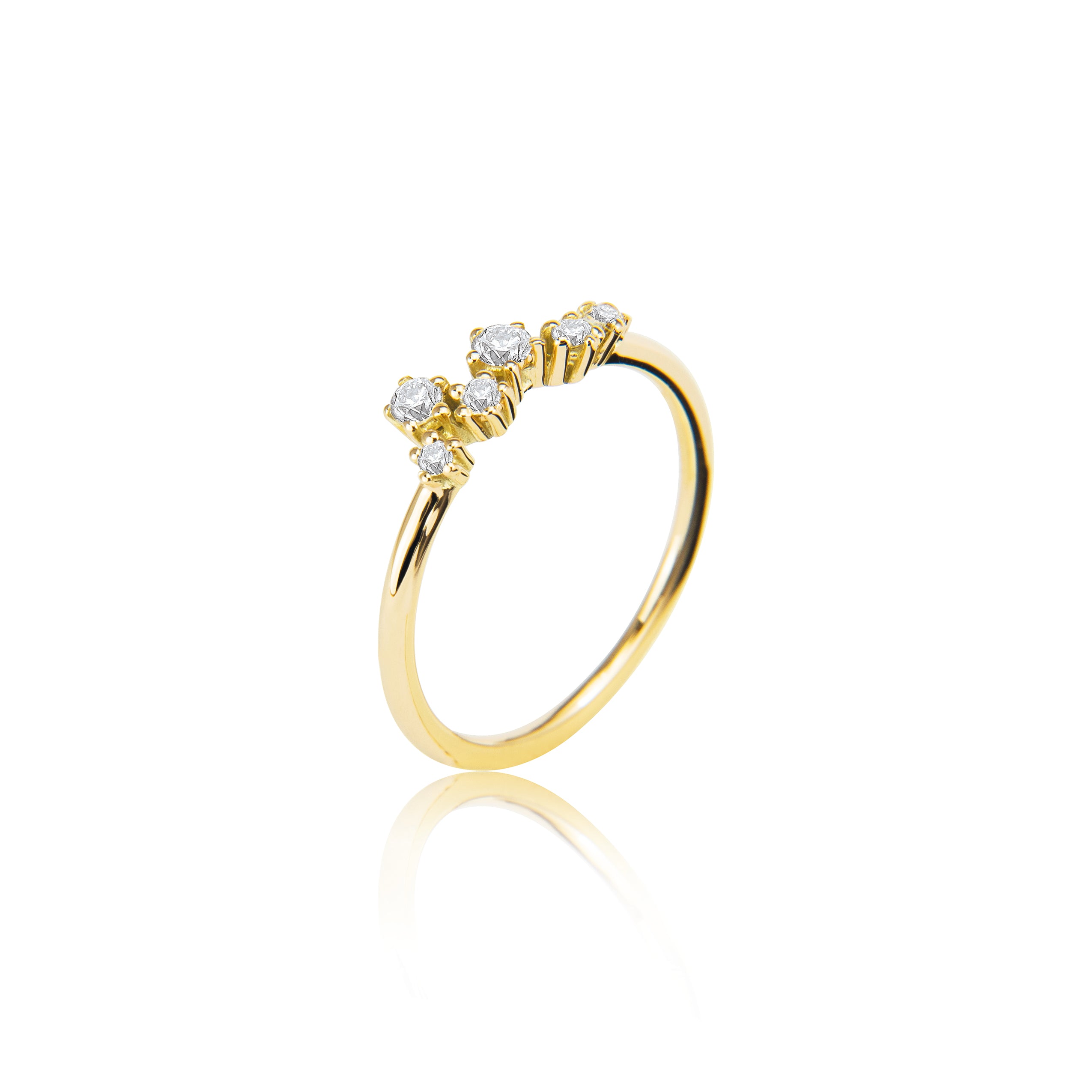 Fonkelende ring "medium" in 585/- goud met 6 diamanten