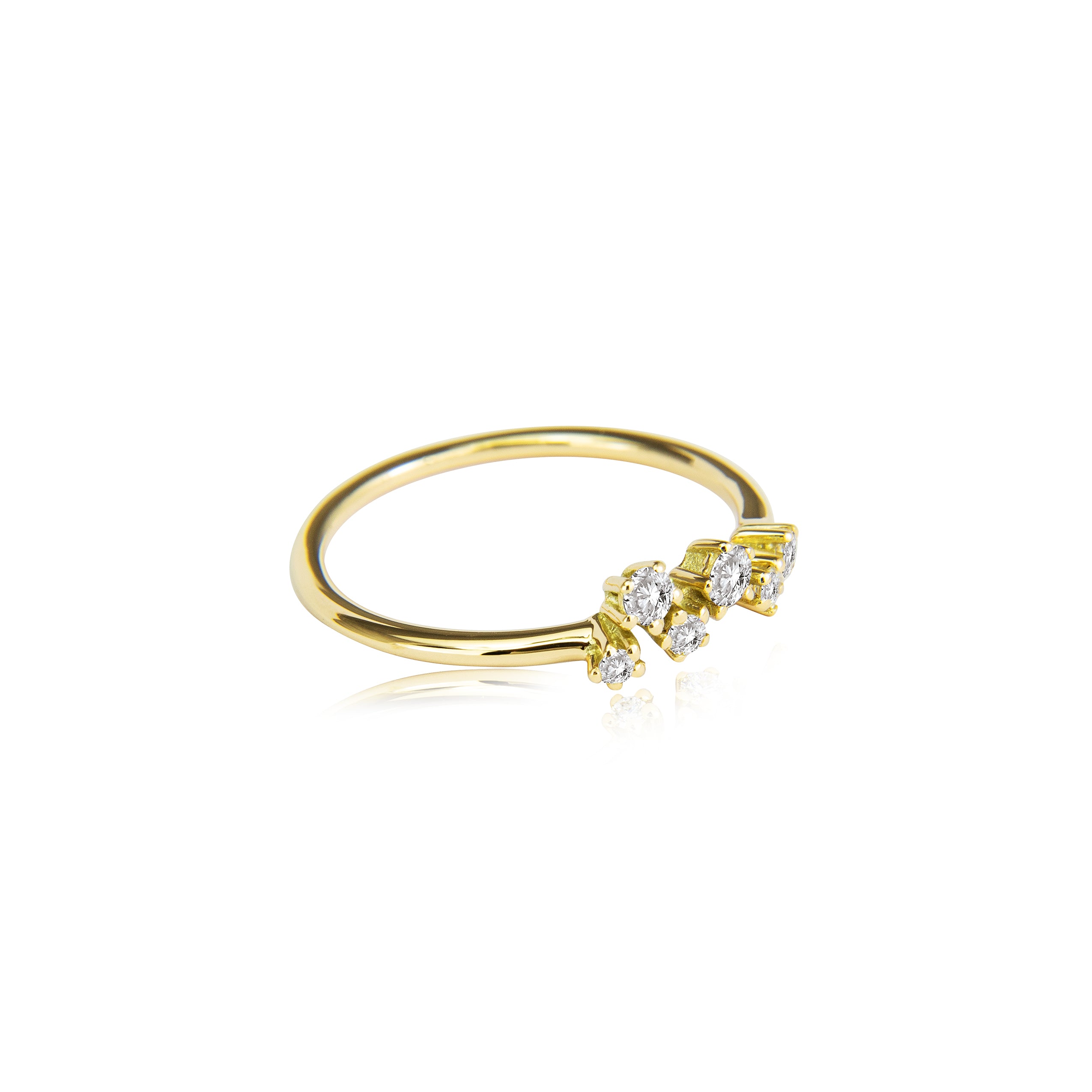 Glittrande ring "medium" i 585/- guld med 6 diamanter