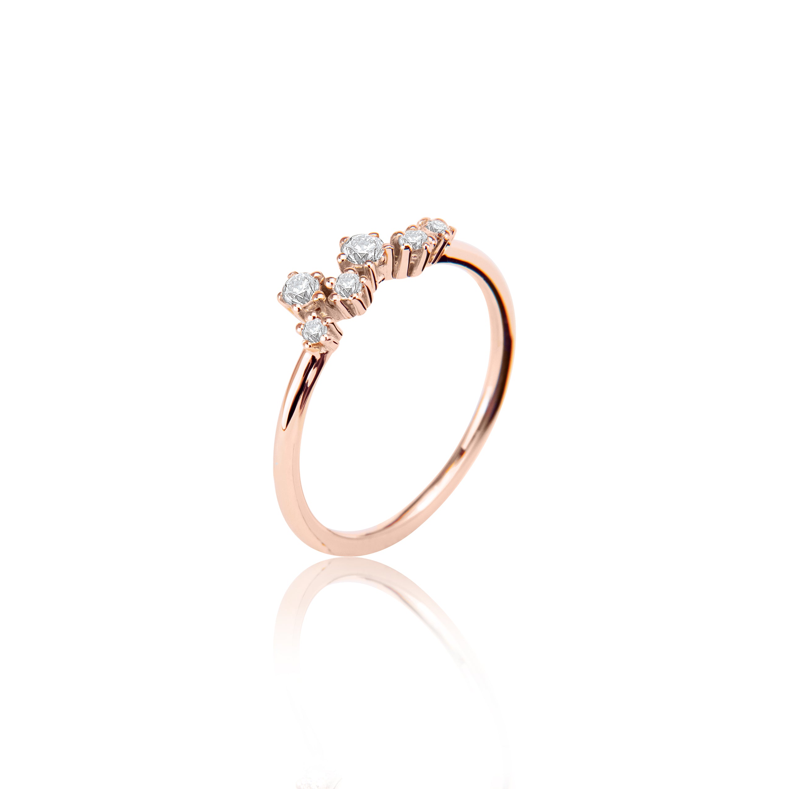 Sparkle ring "medium" in 585/- gold with 6 brilliant-cut diamonds