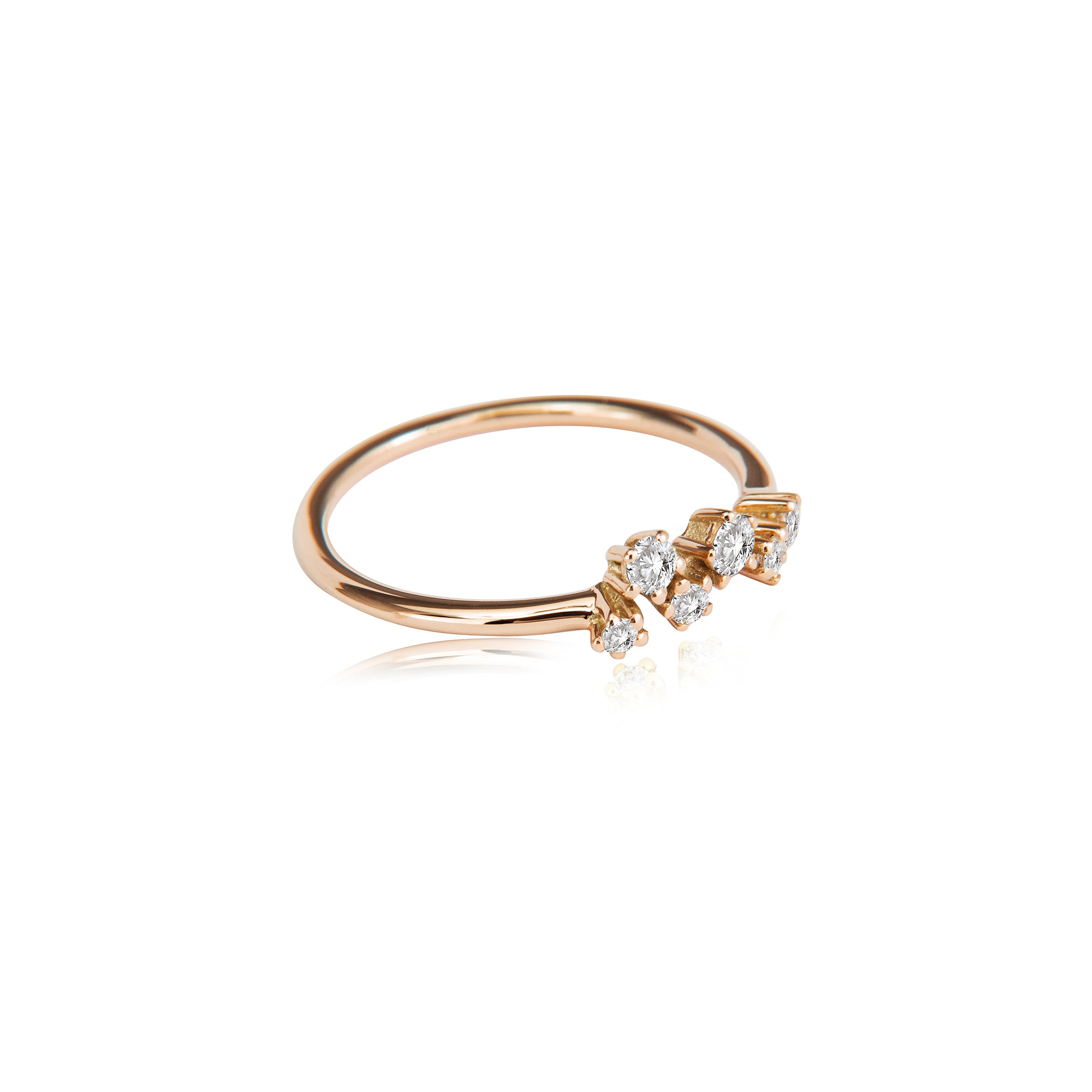 Glittrande ring "medium" i 585/- guld med 6 diamanter