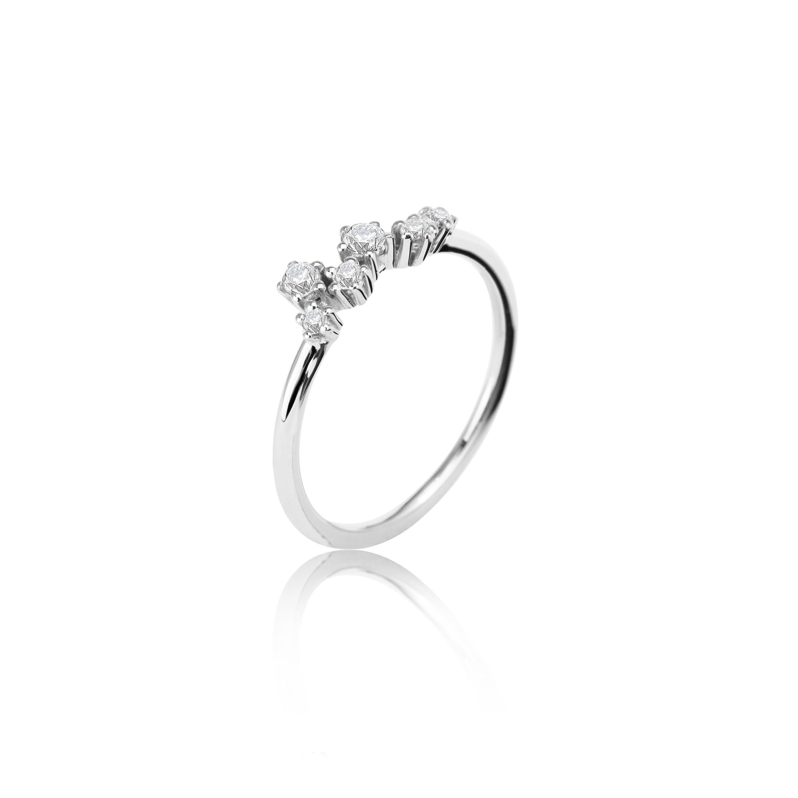 Sparkle ring "medium" i 585/- guld med 6 diamanter