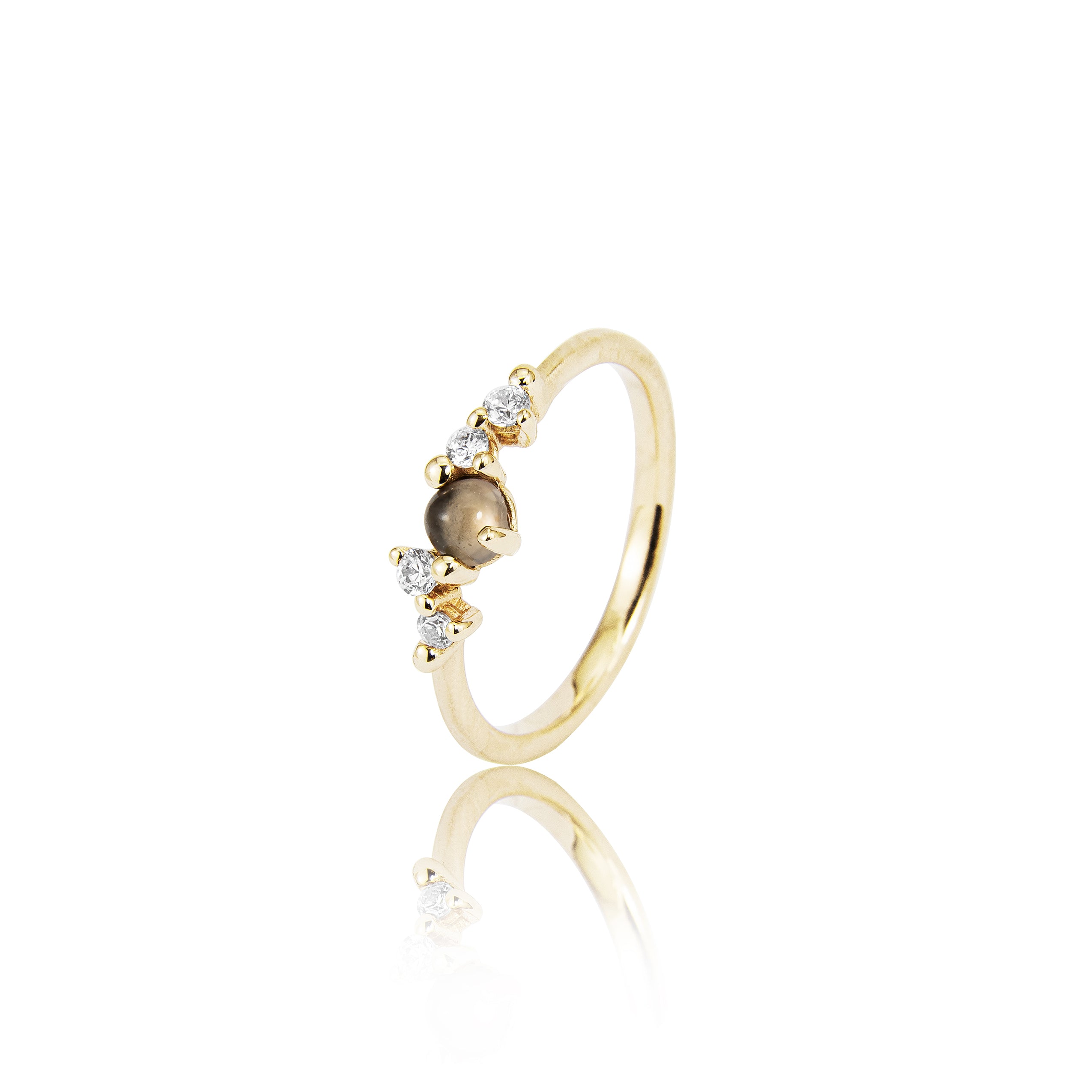 Stellini ring "smal" in 585/- gold with smoky quartz