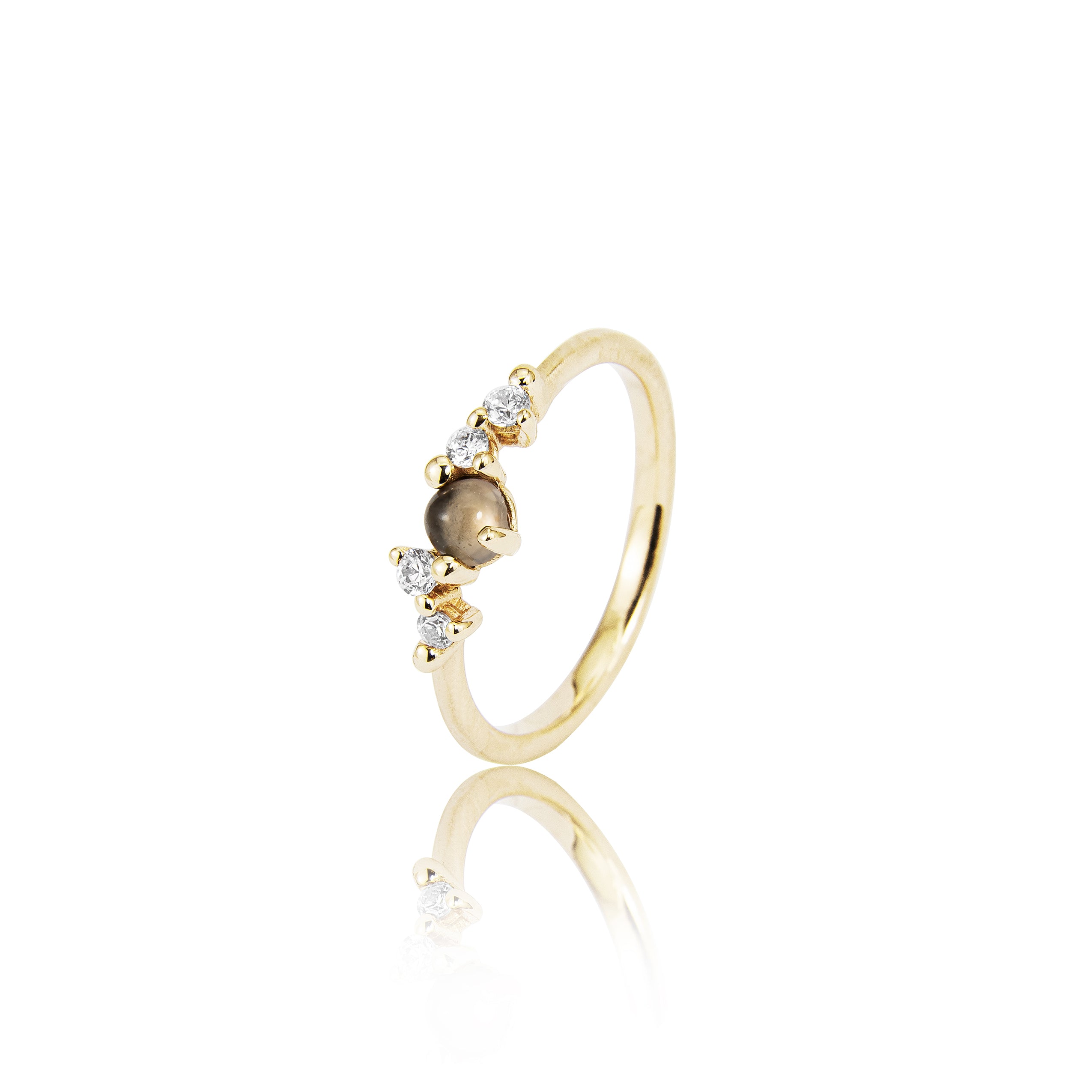 Stellini Bague "smal" en or 585/- avec quartz fumé