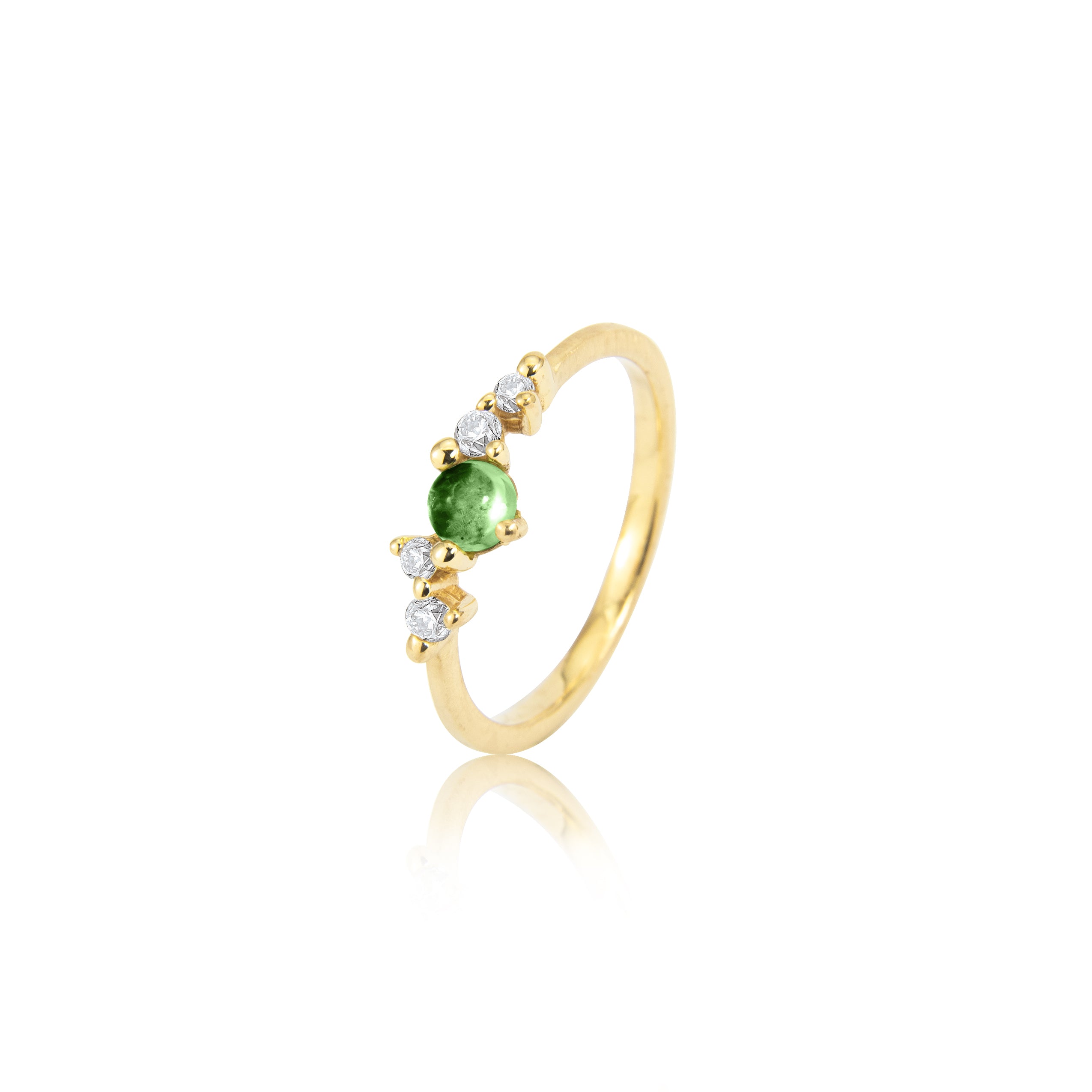 Anello Stellini "smal" in oro 585/- con tormalina verde