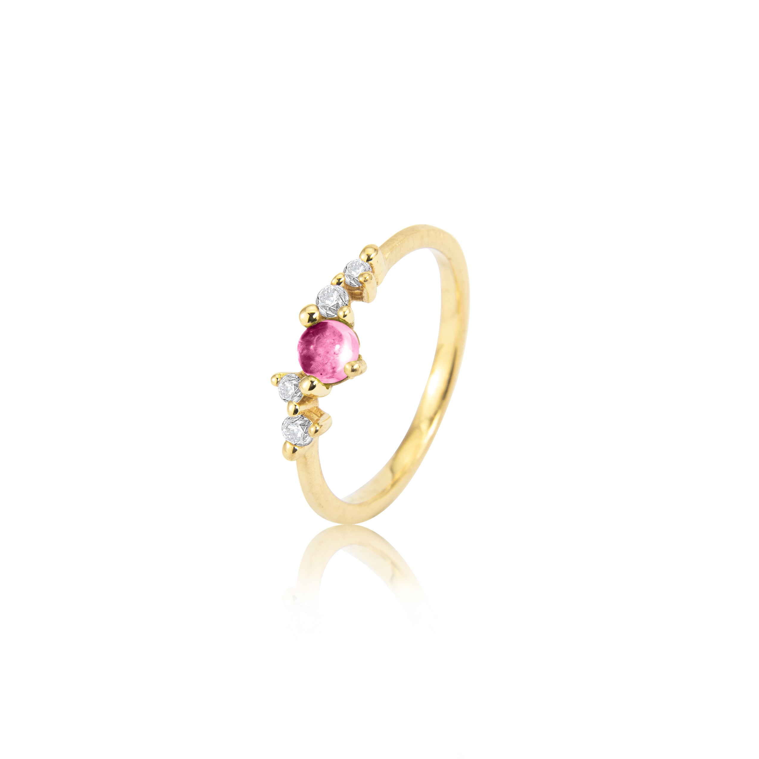 Stellini ring "smal" in 585/- goud met roze toermalijn