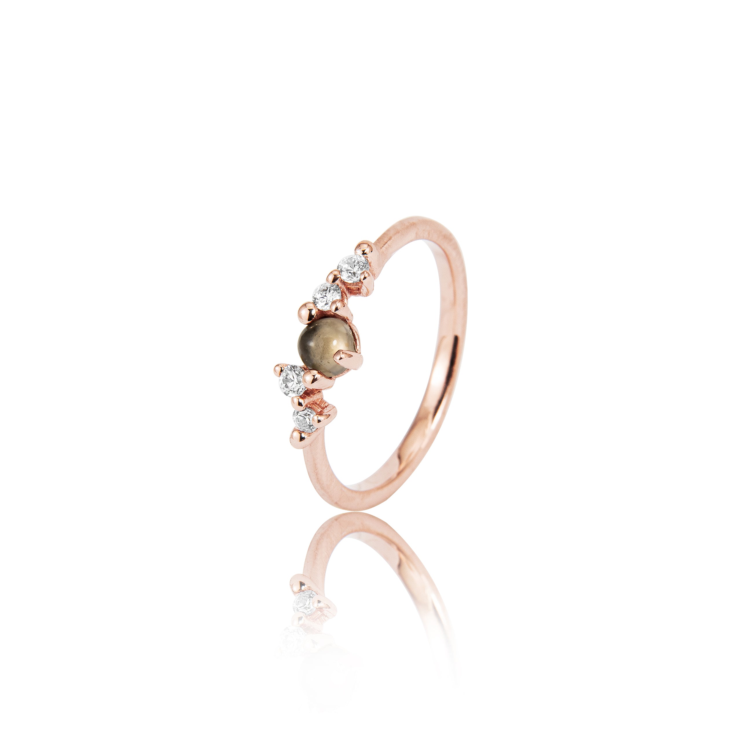 Stellini ring "smal" in 585/- gold with smoky quartz