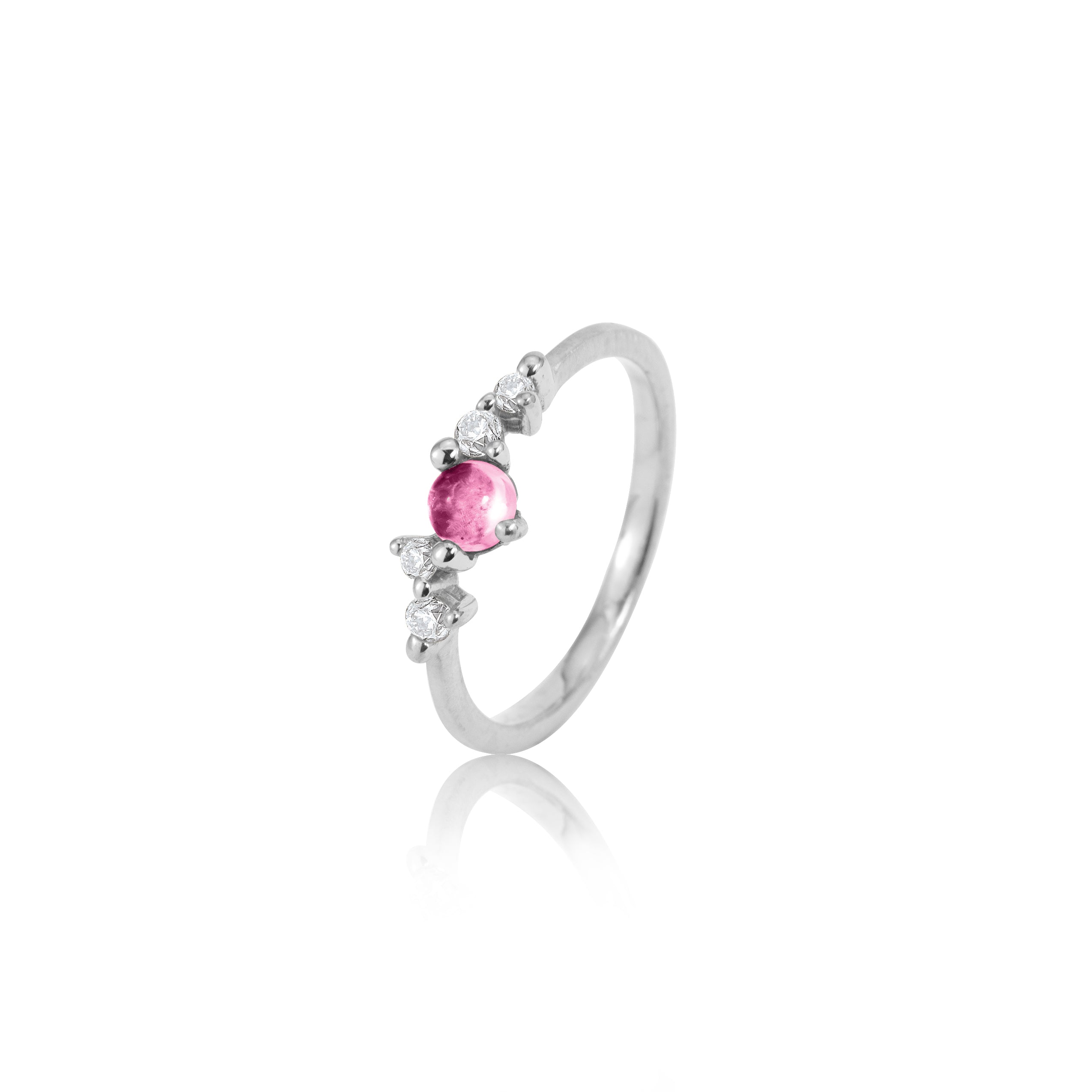 Stellini-ring "smal" i 585/- gull med rosa turmalin