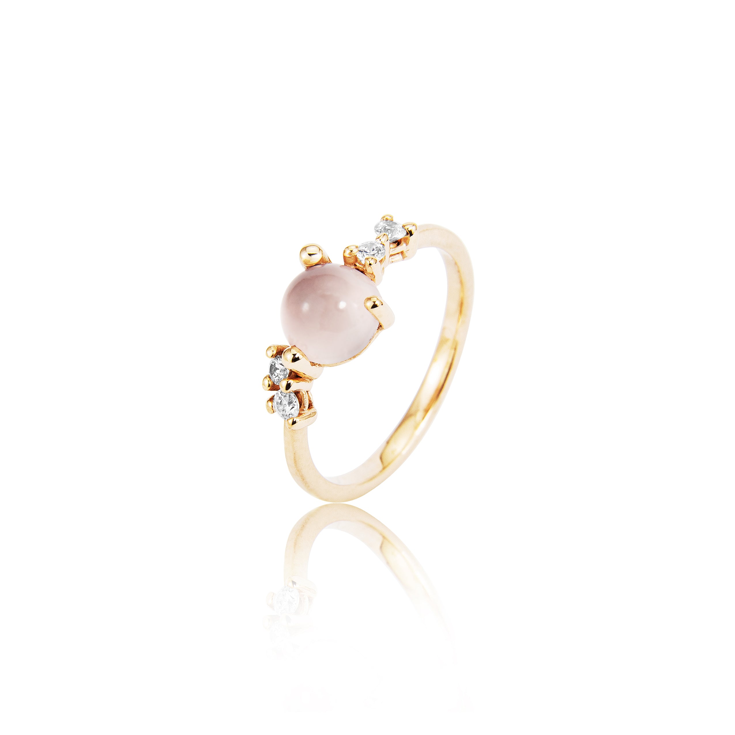 Stellini-ring "medium" i 585/- guld med rosa kvarts