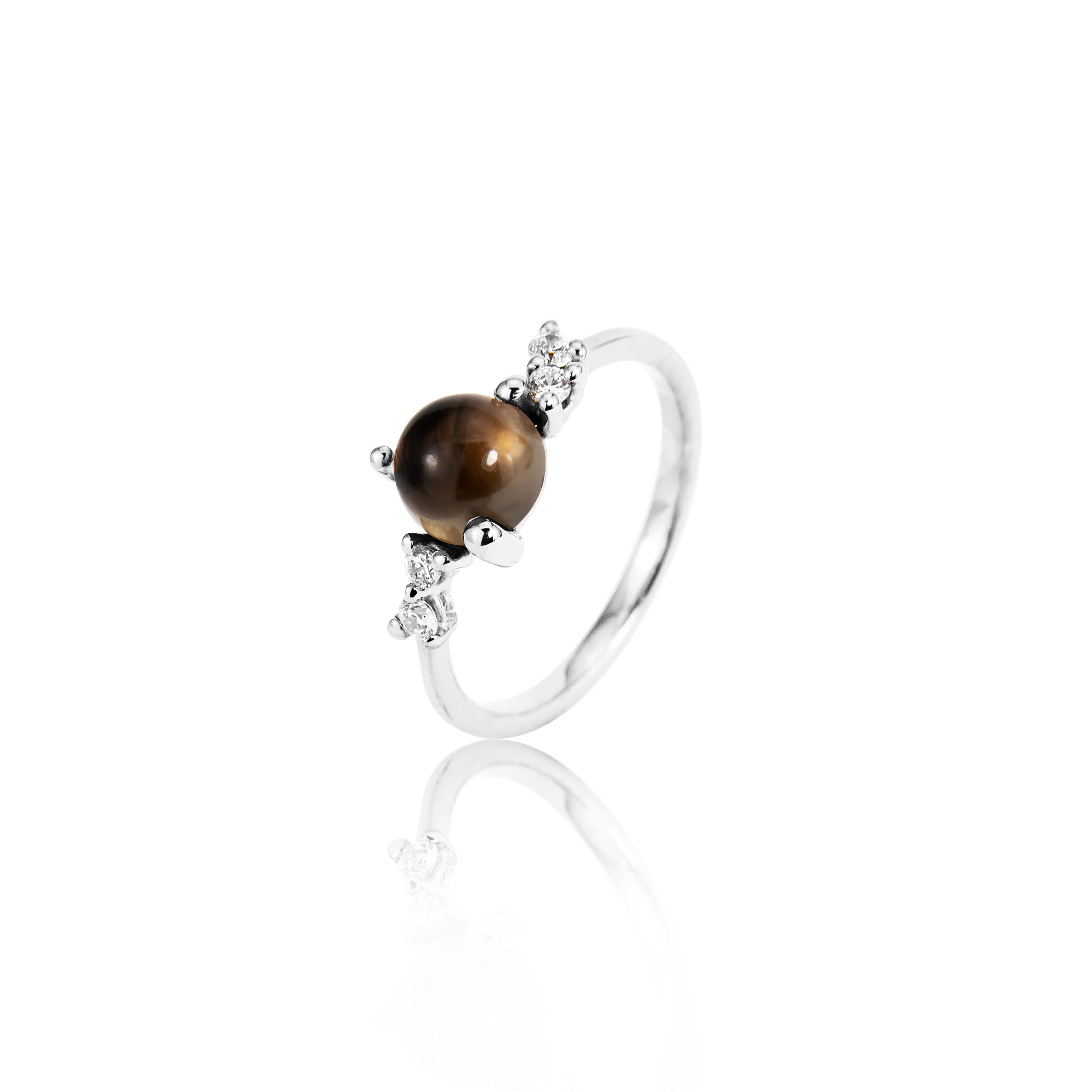 Stellini ring "medium" in 585/- goud met rookkwarts