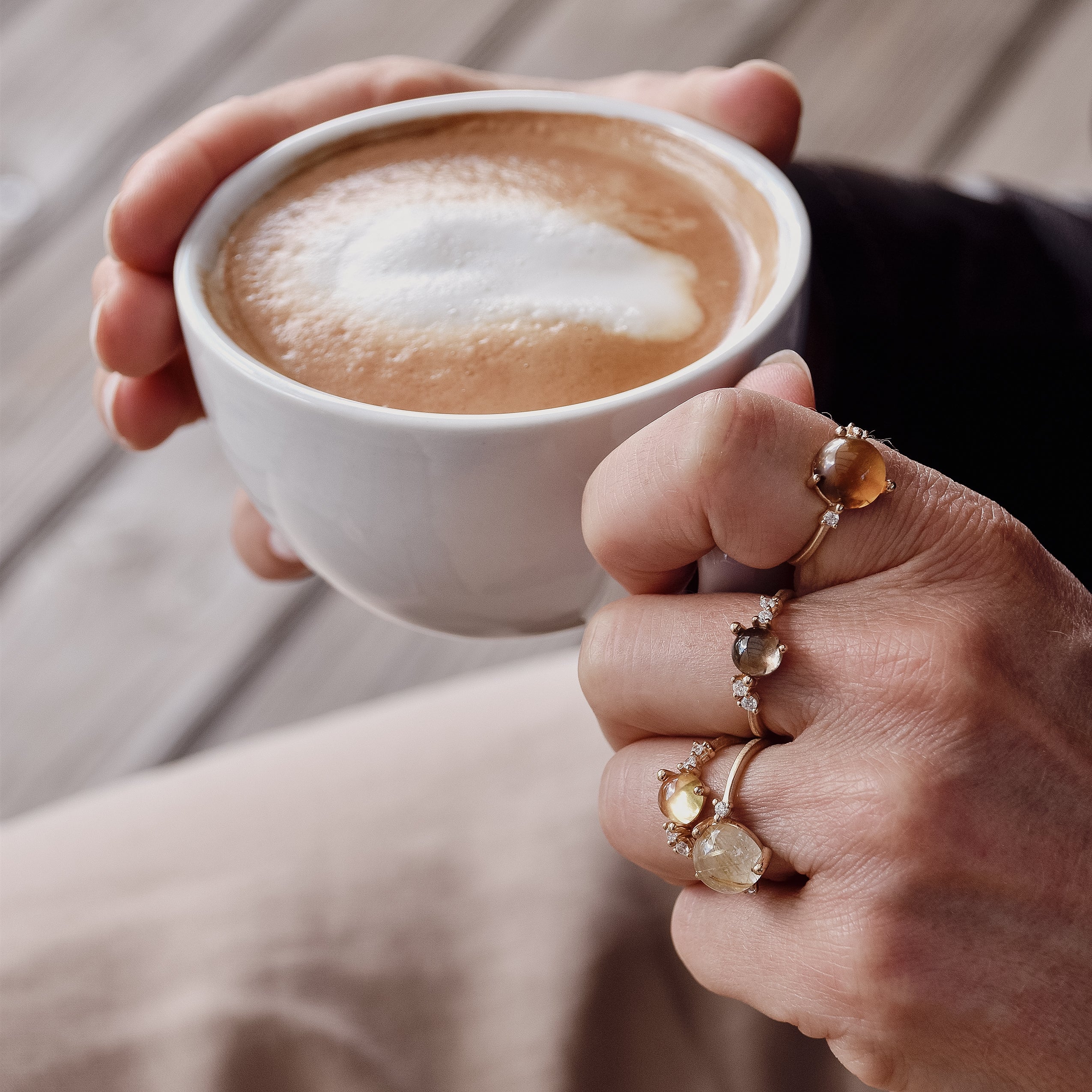 Stellini ring "medium" in 585/- gold with smoky quartz