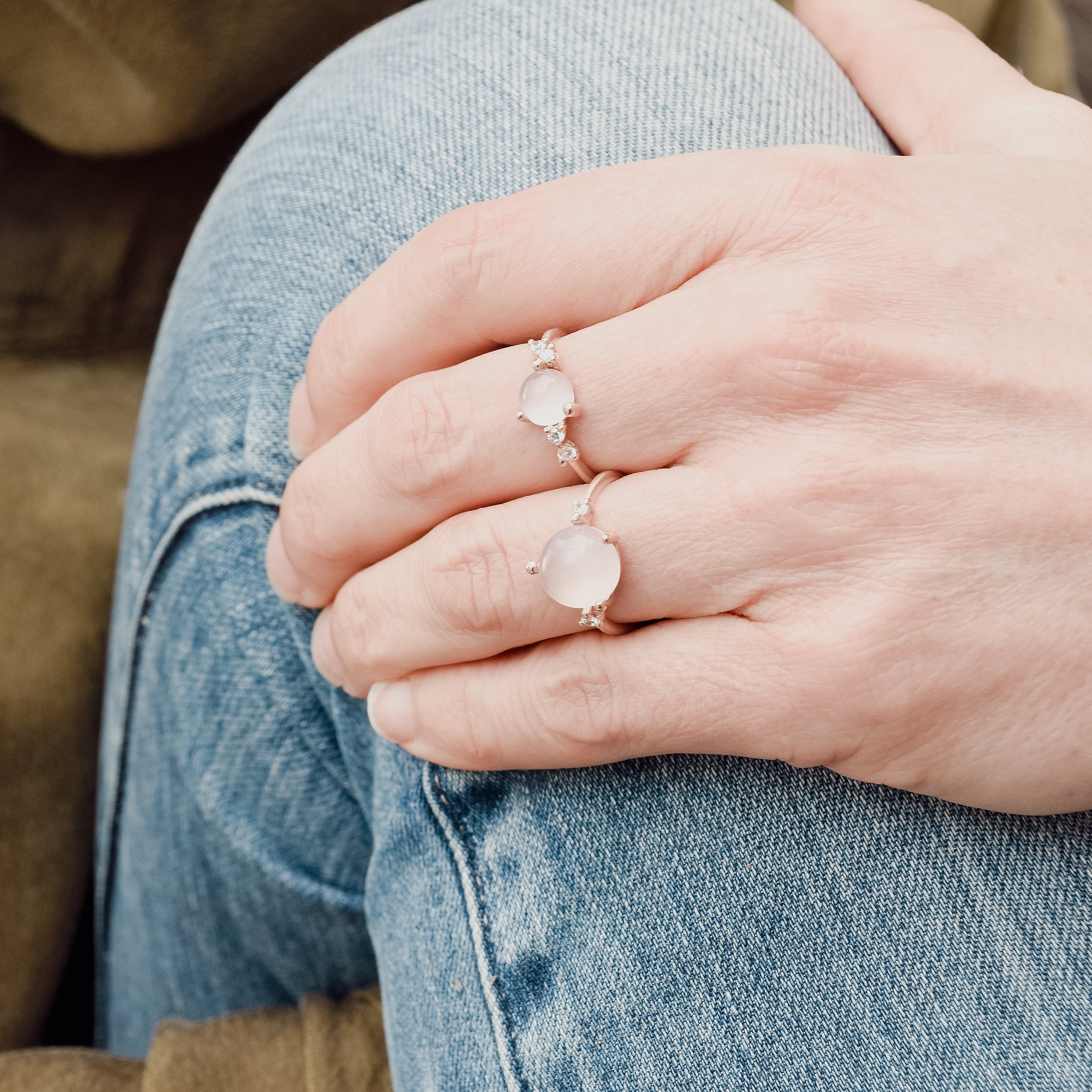 Bague Stellini "medium" en or 585/- avec quartz rose