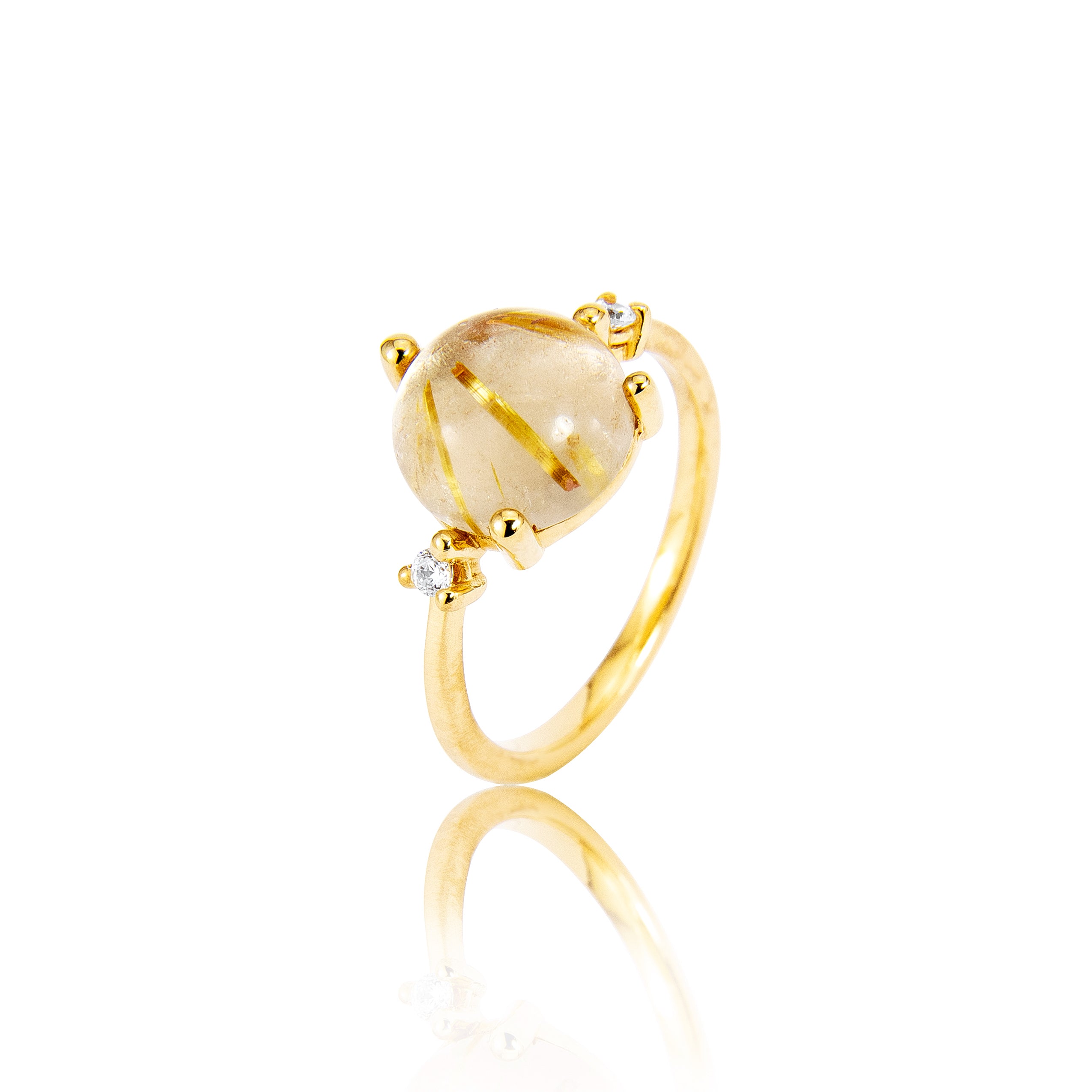 Bague Stellini "big" en or 585/- avec quartz rutile