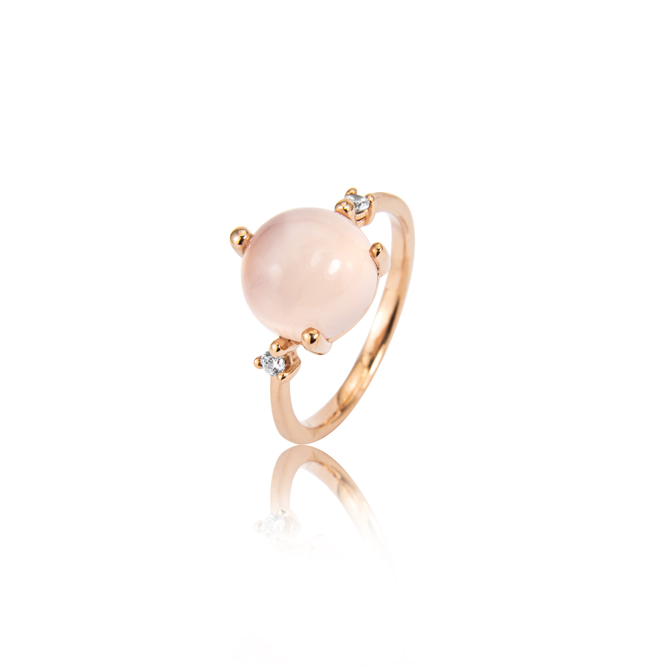 Stellini "big" ring i 585/- guld med rosa kvarts