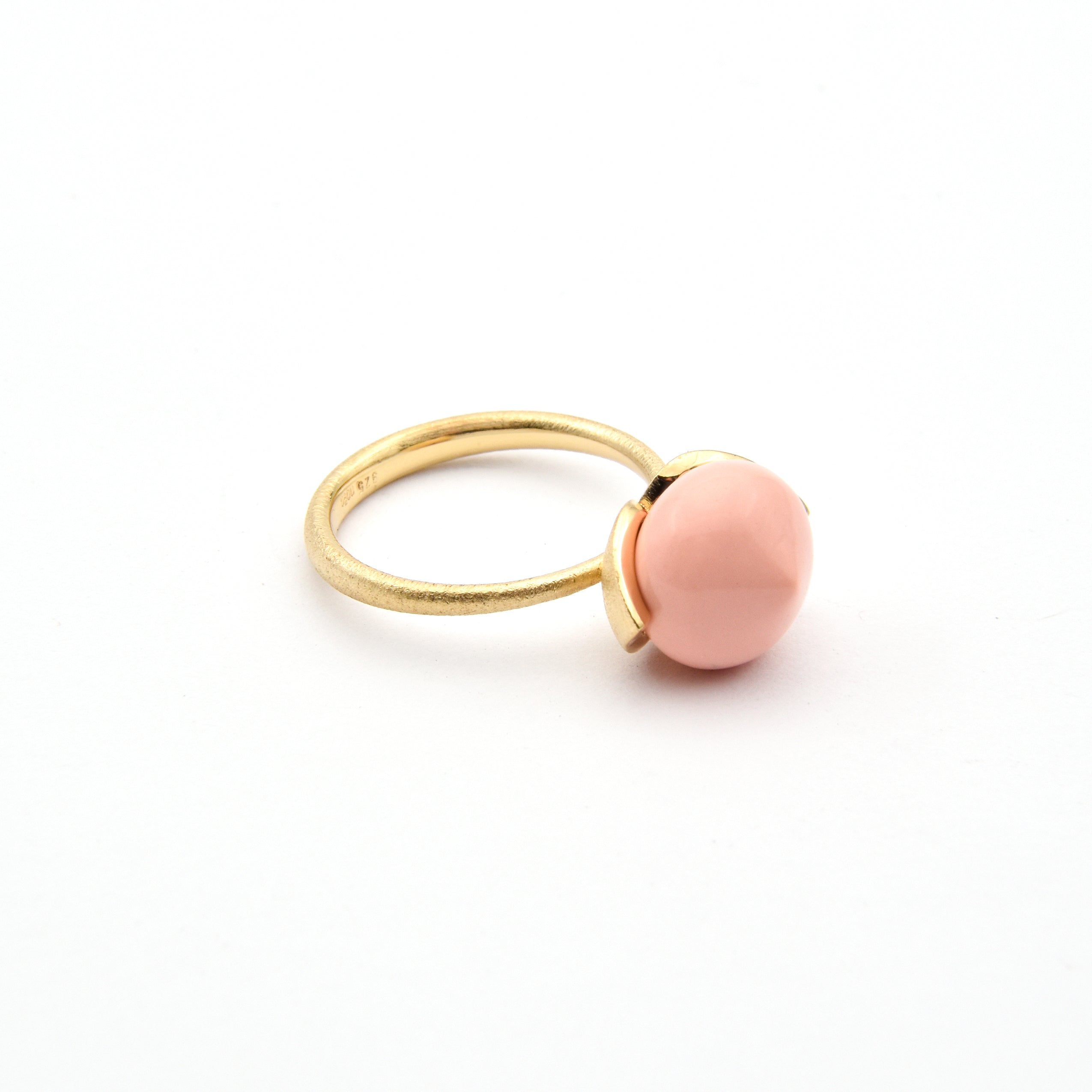 Anello Dolce "medio" con pelle d'angelo corallo rec. 925/-
