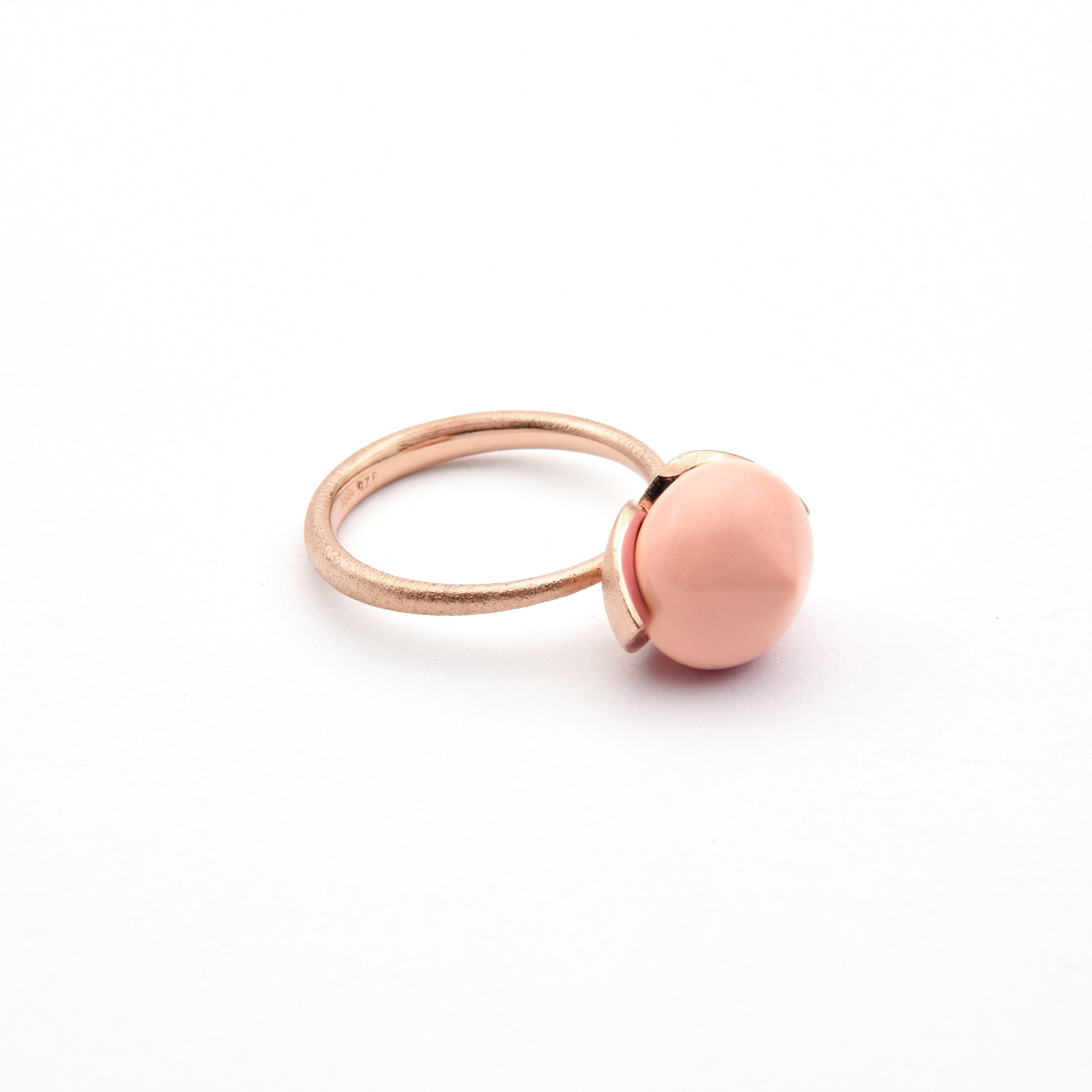 Anello Dolce "medio" con pelle d'angelo corallo rec. 925/-