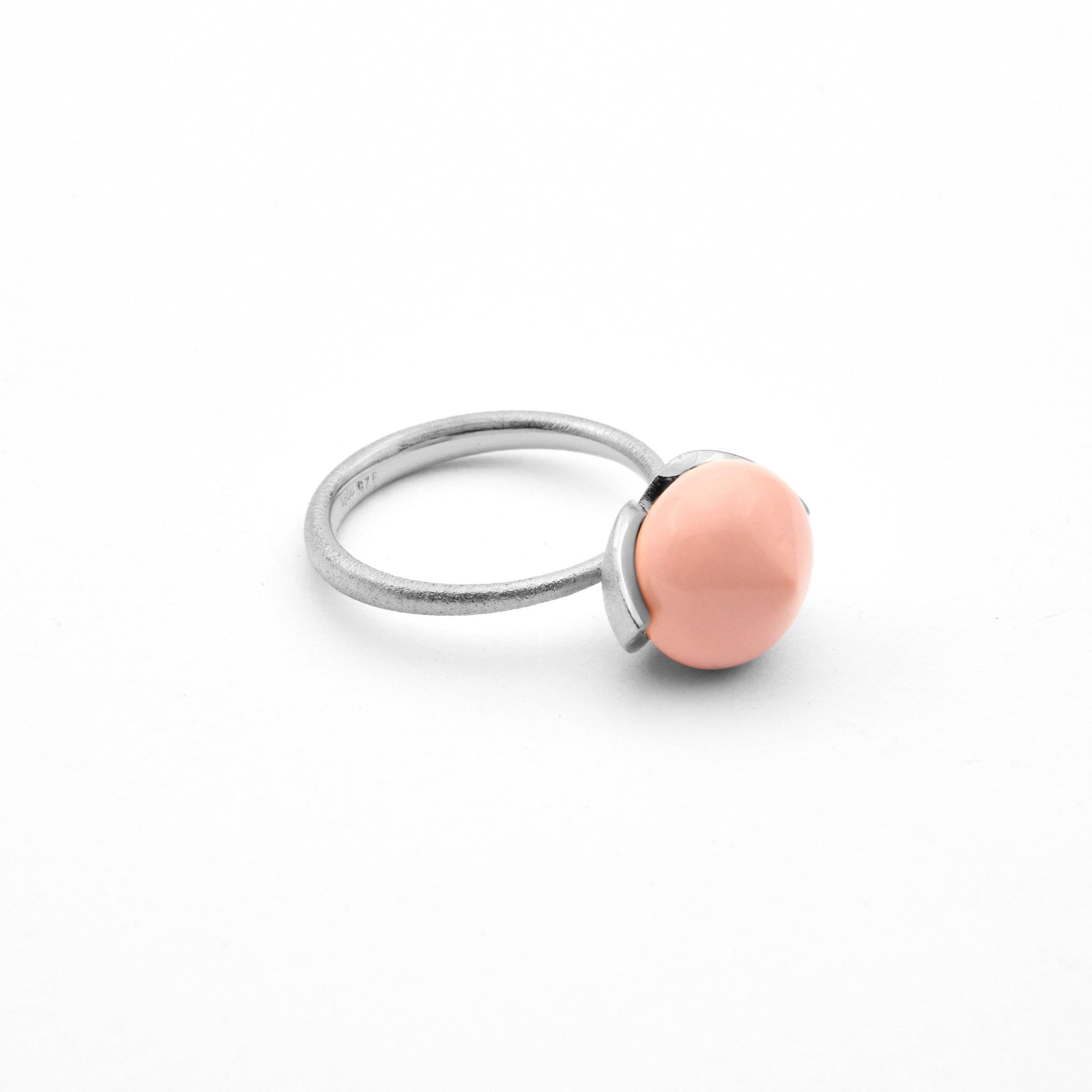 Anello Dolce "medio" con pelle d'angelo corallo rec. 925/-