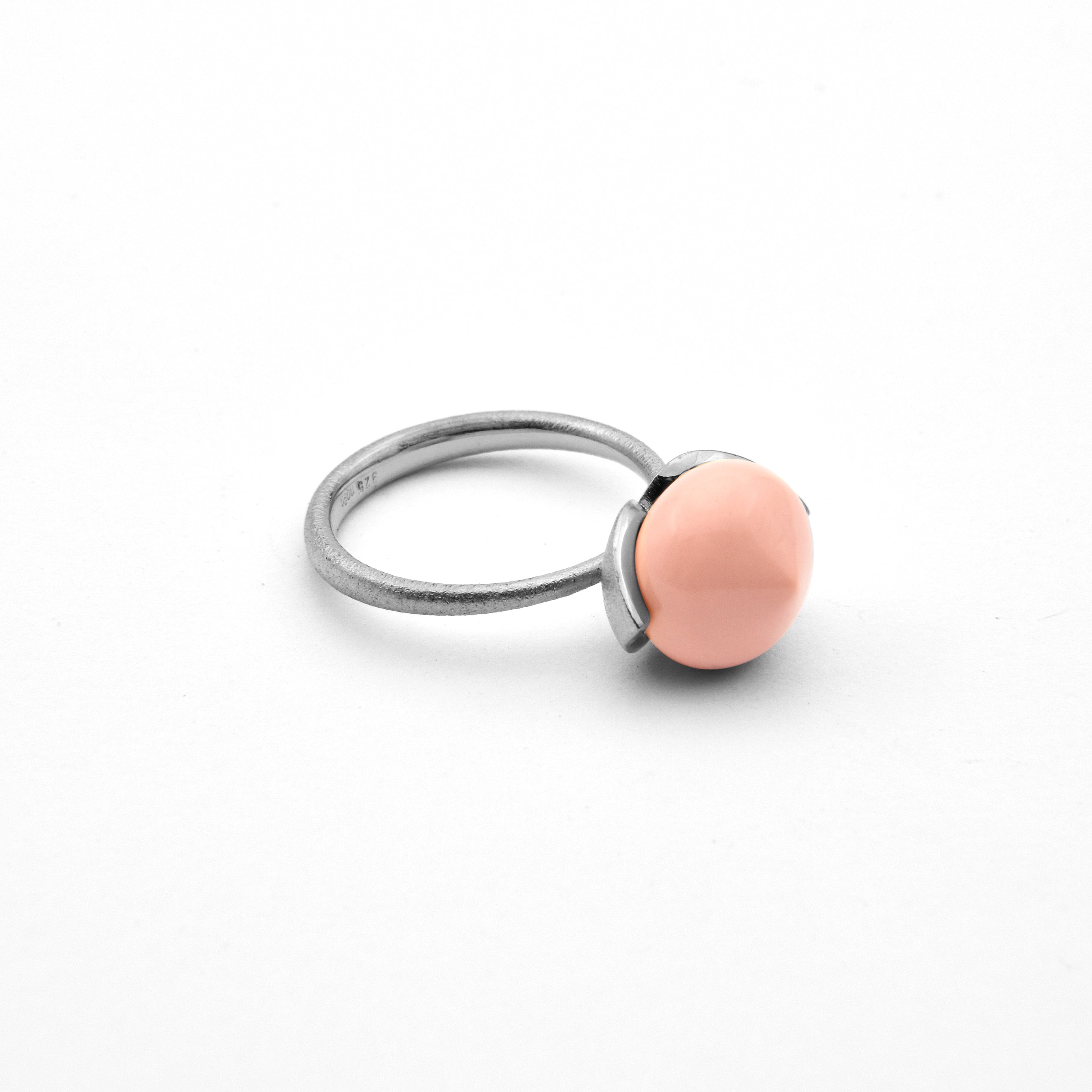 Anello Dolce "medio" con pelle d'angelo corallo rec. 925/-