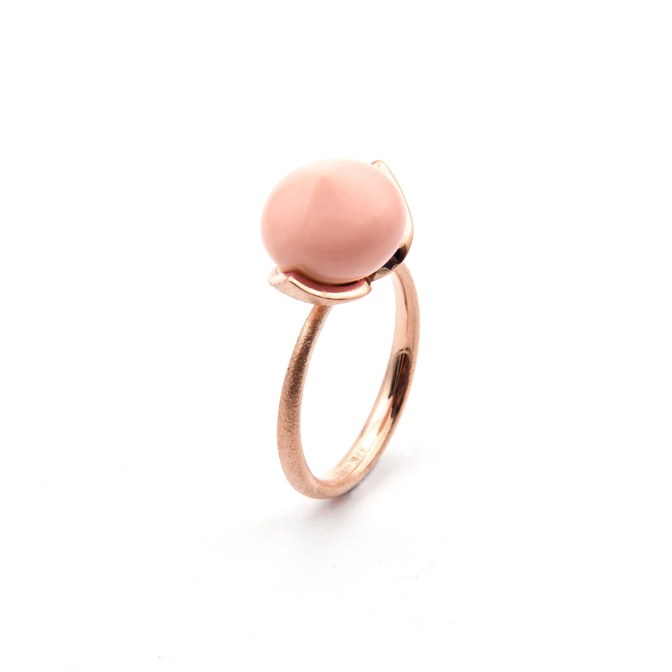 Anello Dolce "medio" con pelle d'angelo corallo rec. 925/-
