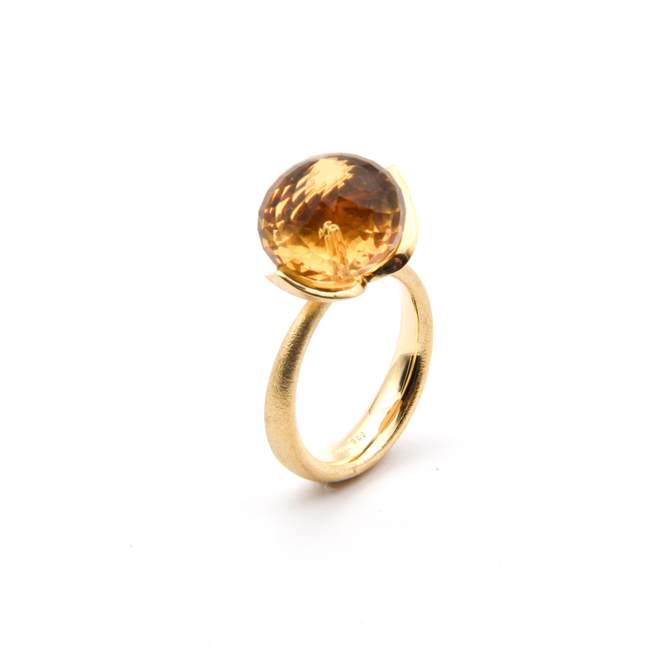 Dolce Bague "big" avec quartz champagne 925/-