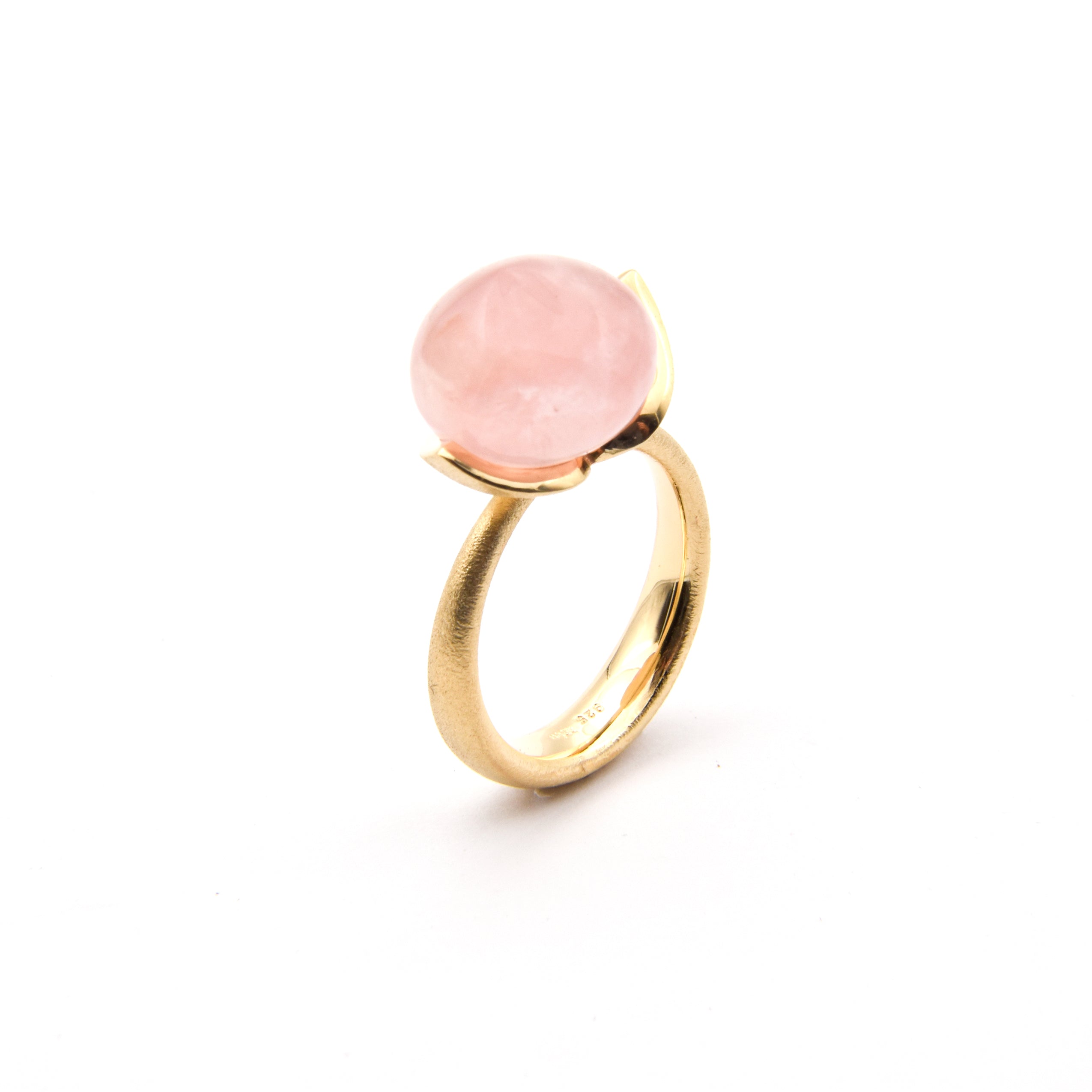 Dolce Bague "big" avec quartz rose 925/-