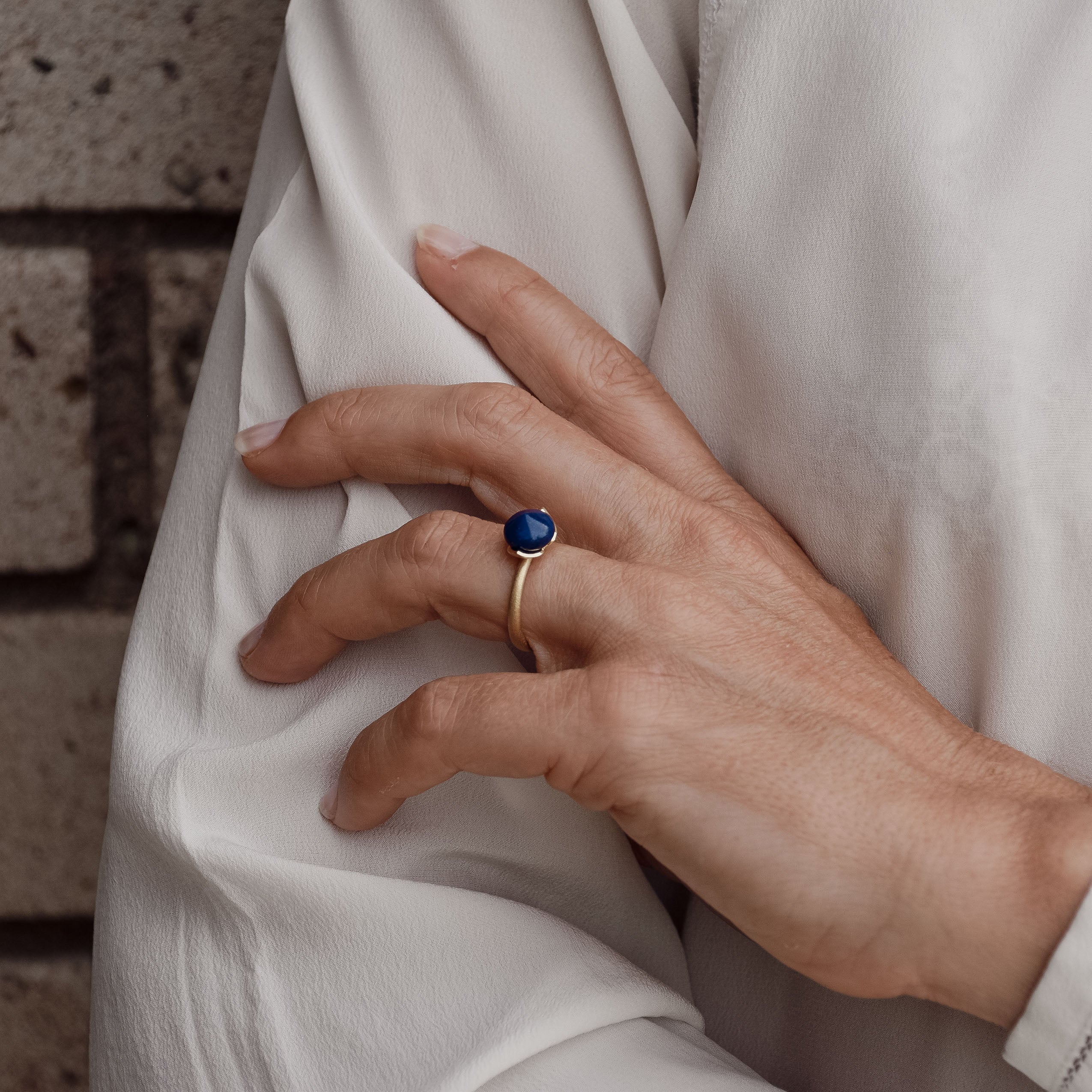 Dolce ring "smal" met lapis lazuli 925/-