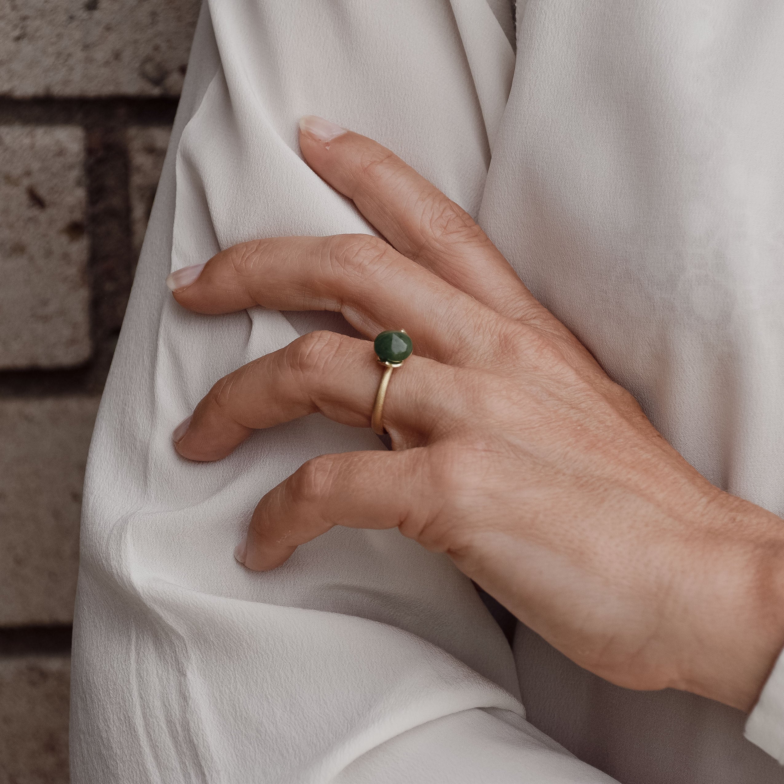 Dolce-ring "smal" med jade 925/-