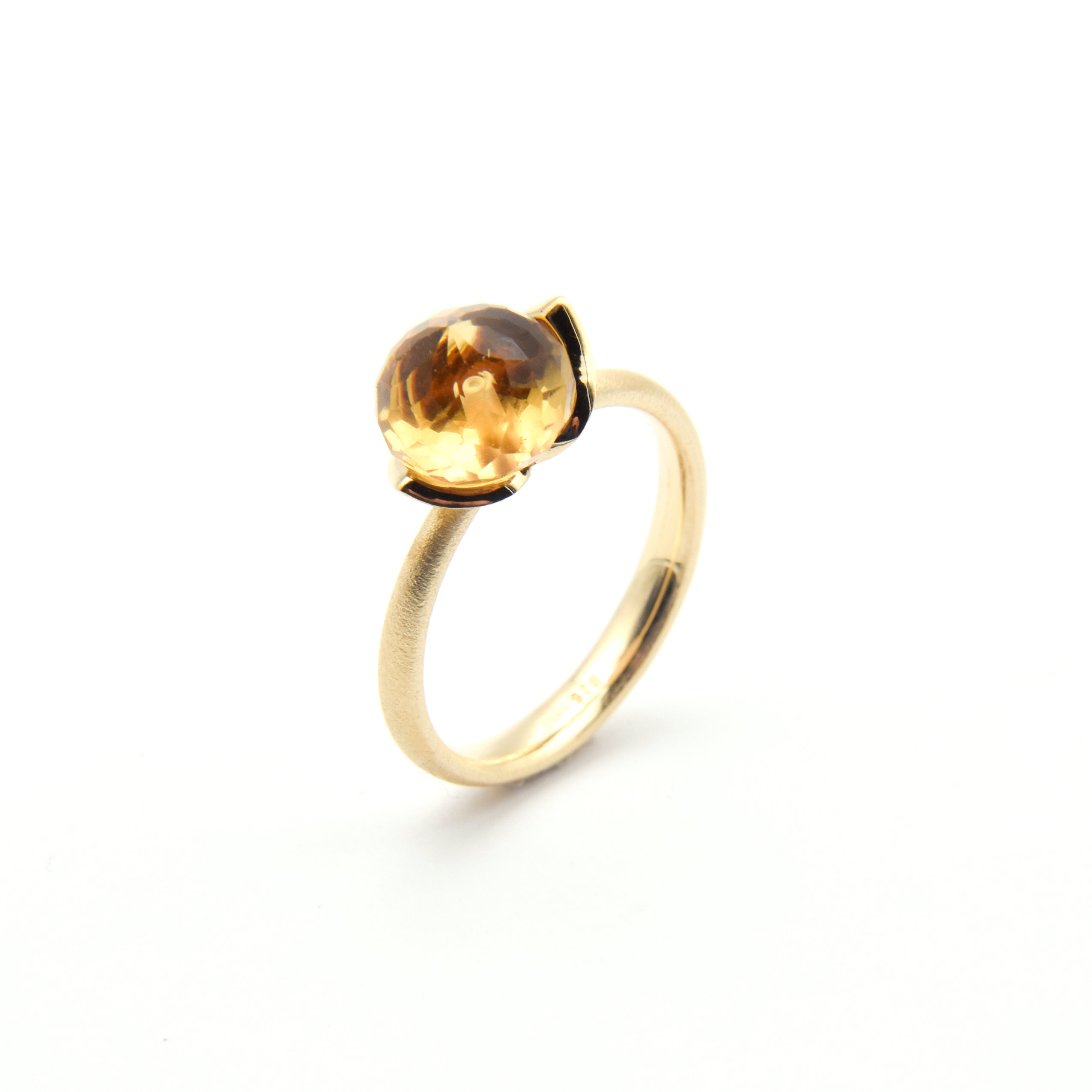 Anello Dolce "smal" con quarzo champagne 925/-