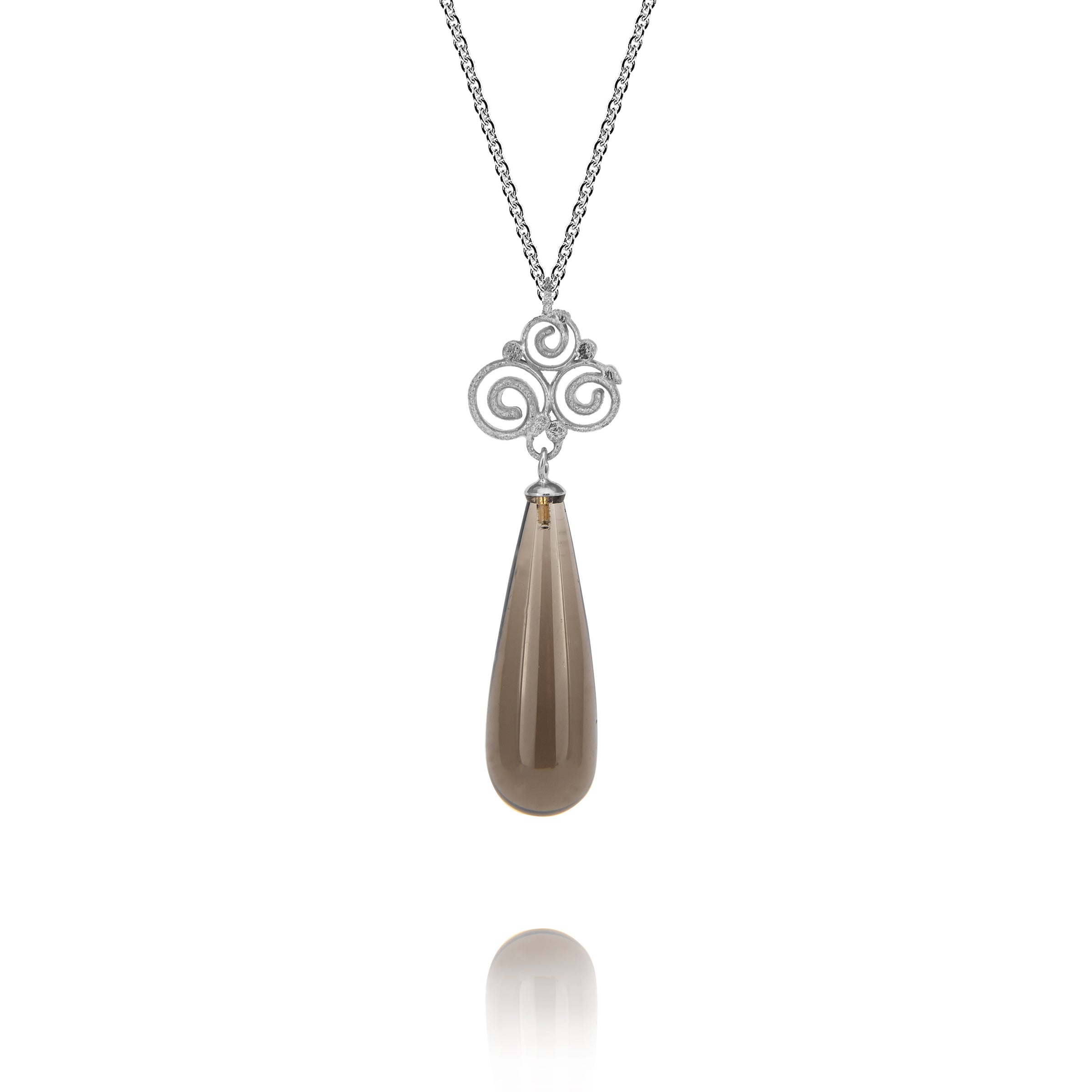 Grace pendant 925/- with smoky quartz "big" teardrop
