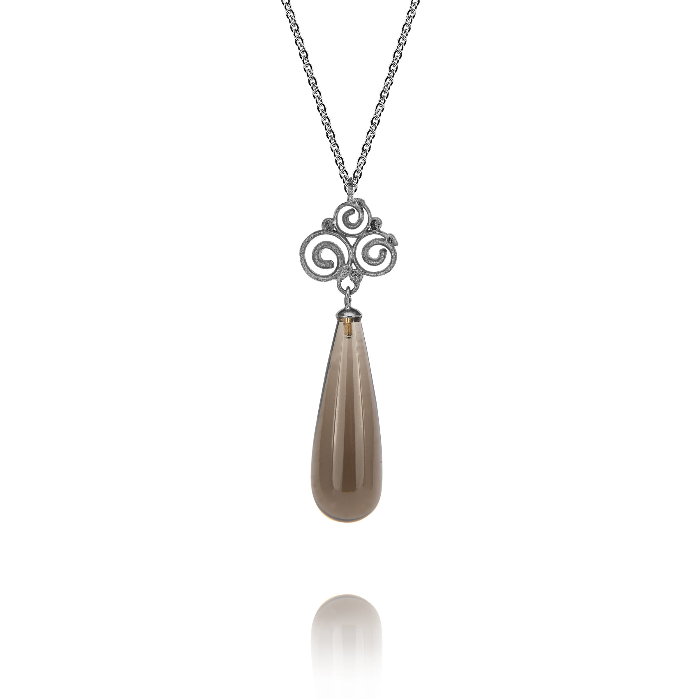 Grace pendant 925/- with smoky quartz "big" teardrop