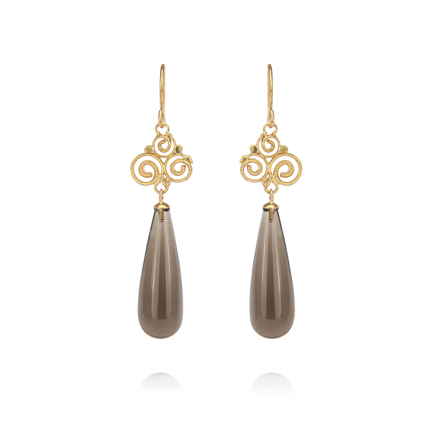 Boucles d'oreilles Grace 925/- avec quartz fumé "big" Pampel