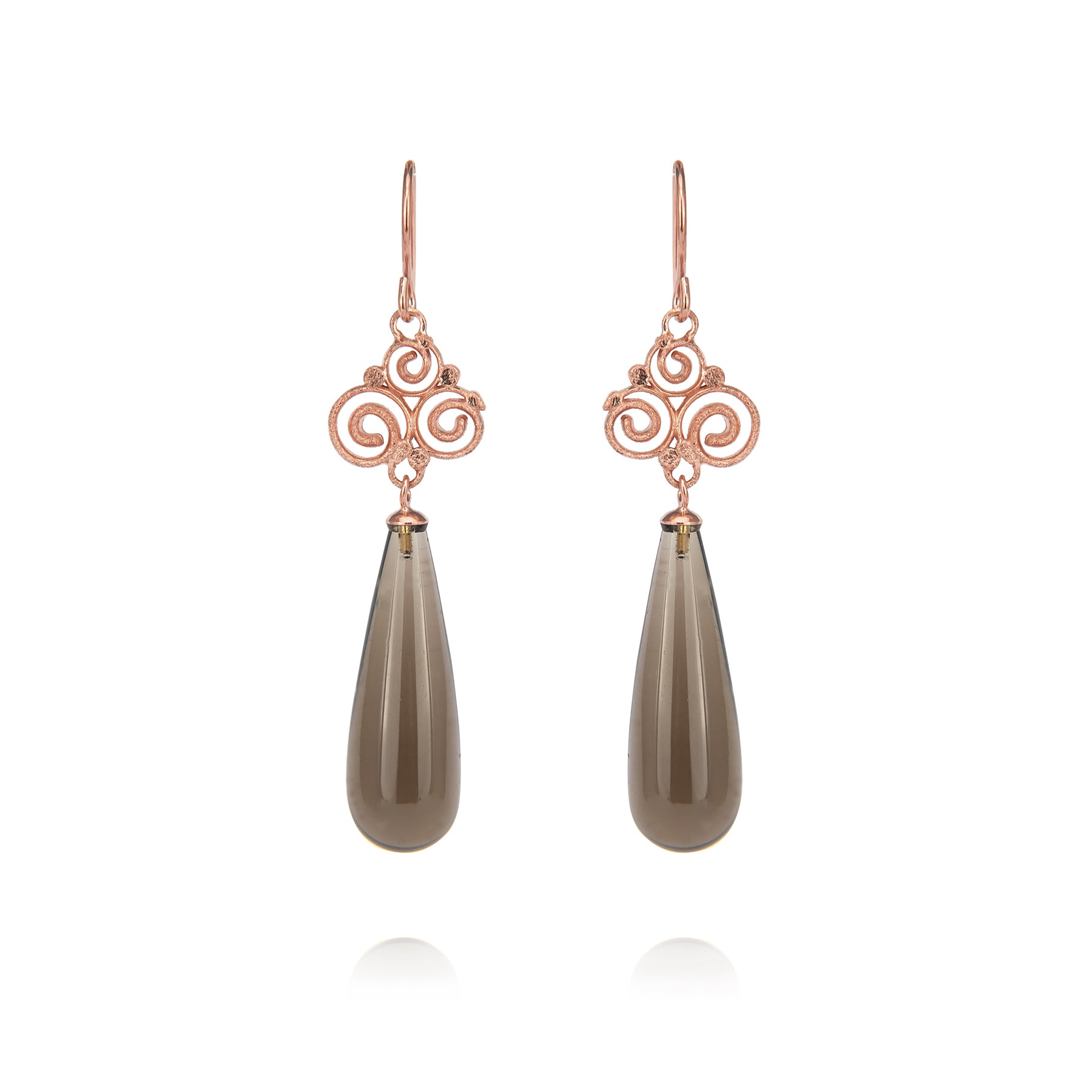 Boucles d'oreilles Grace 925/- avec quartz fumé "big" Pampel