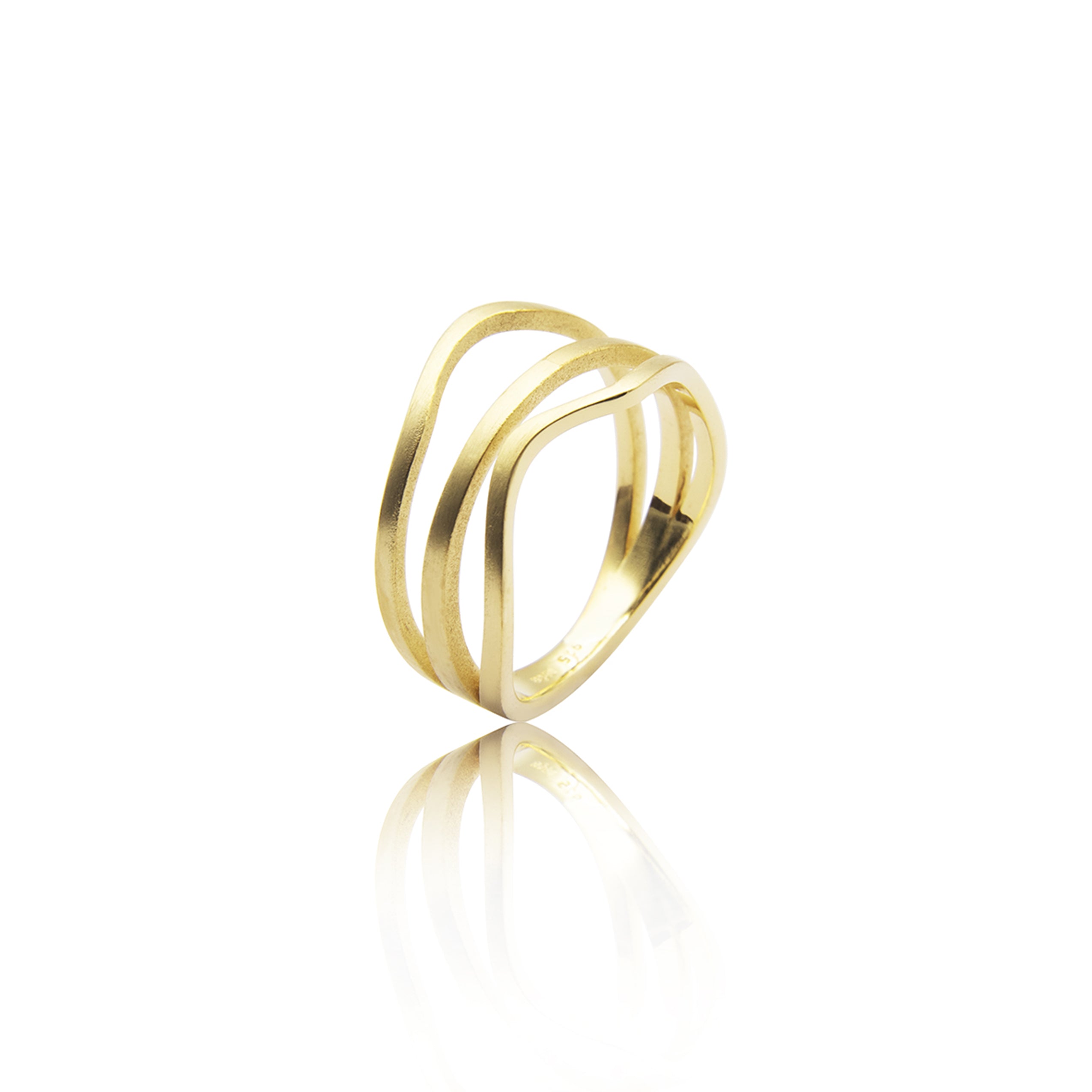 Cascade ring "3" in 585 gold