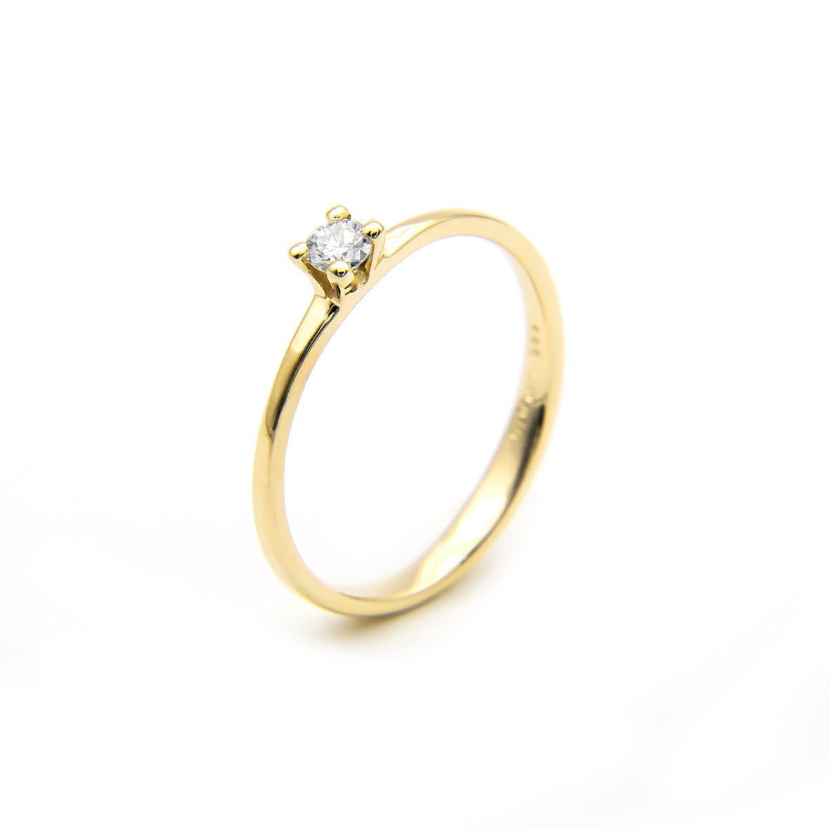 Belofte ring "1" in goud met briljant geslepen diamant 0.10ct.